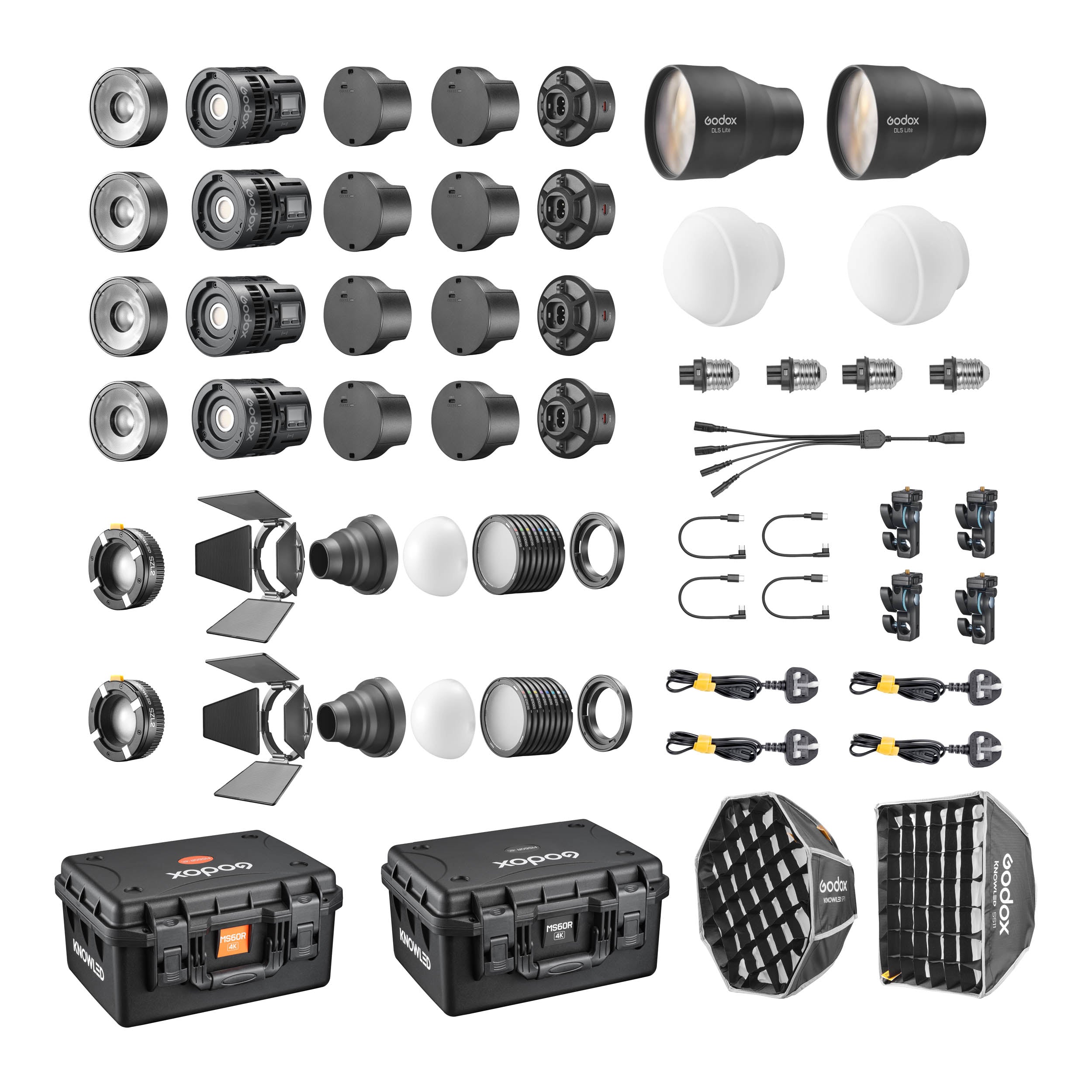 KNOWLED MS60Bi 4K Super Compact Bi-Color LED Video Light Kit with 4 Heads - Perfect for YouTube Videos, Photography, and Studio Lighting