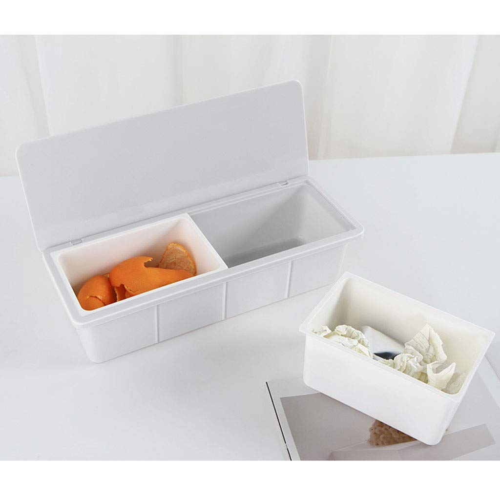 Small Plastic Rectangle Desktop Trash Can - Double Layer Wastebasket with Compartment for Office, Kitchen Countertop & Home Use | Space-Saving Tiny Garbage Bin for Paper, Food & Recycling