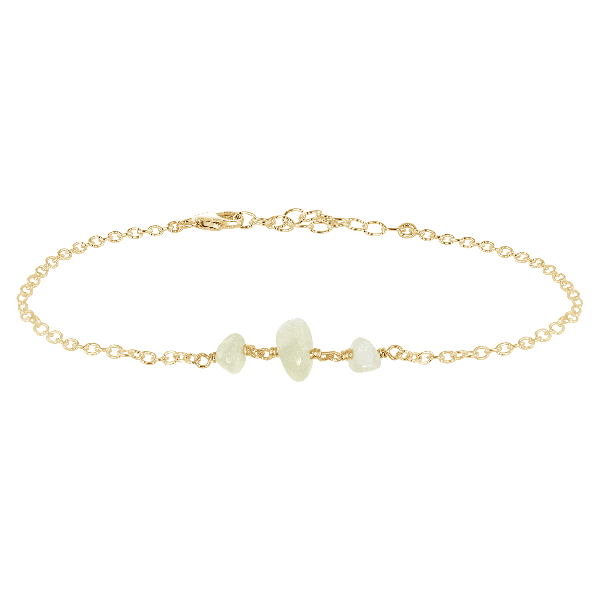 Elegant White Moonstone Beaded Chain Anklet – Dainty Adjustable Ankle Bracelet for Women | Perfect for Beach, Boho Fashion & Summer Outfits