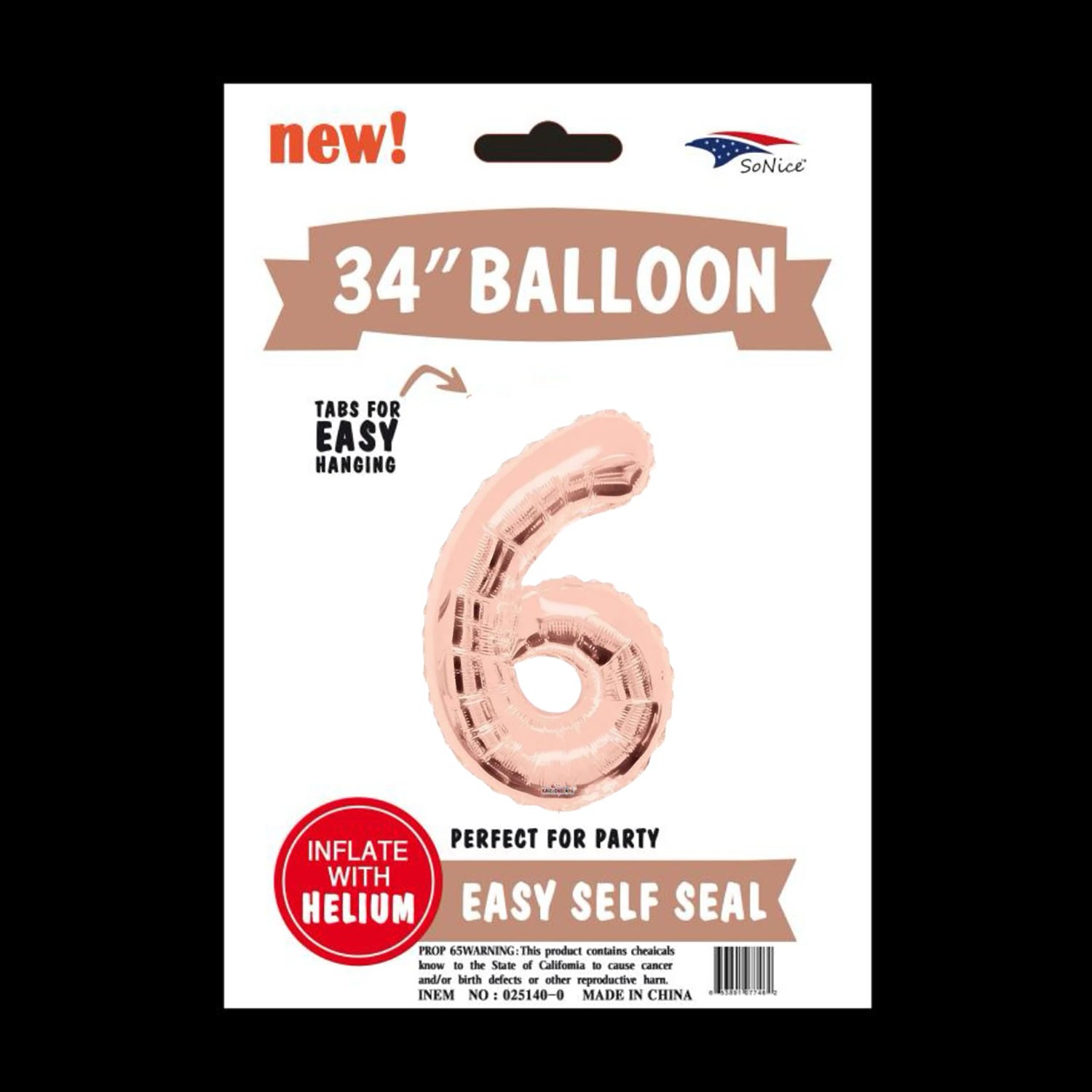 Rose Gold Number 6 Foil Balloons (34