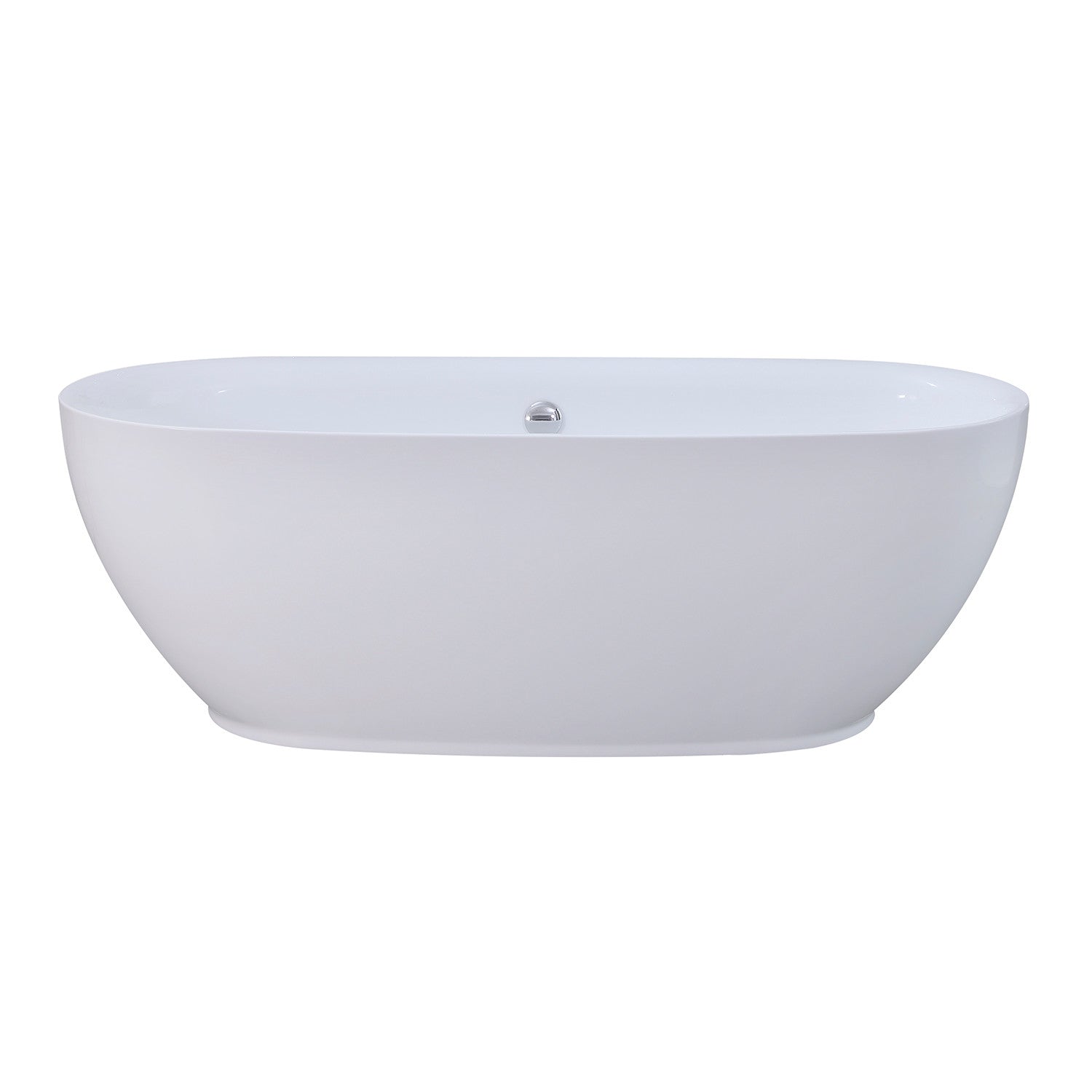 Aqua Eden 67-Inch Freestanding Acrylic Oval Bathtub - Glossy White Double-Ended Soaking Tub with Drain | Luxury Bathroom Upgrade for Spa-Like Relaxation at Home