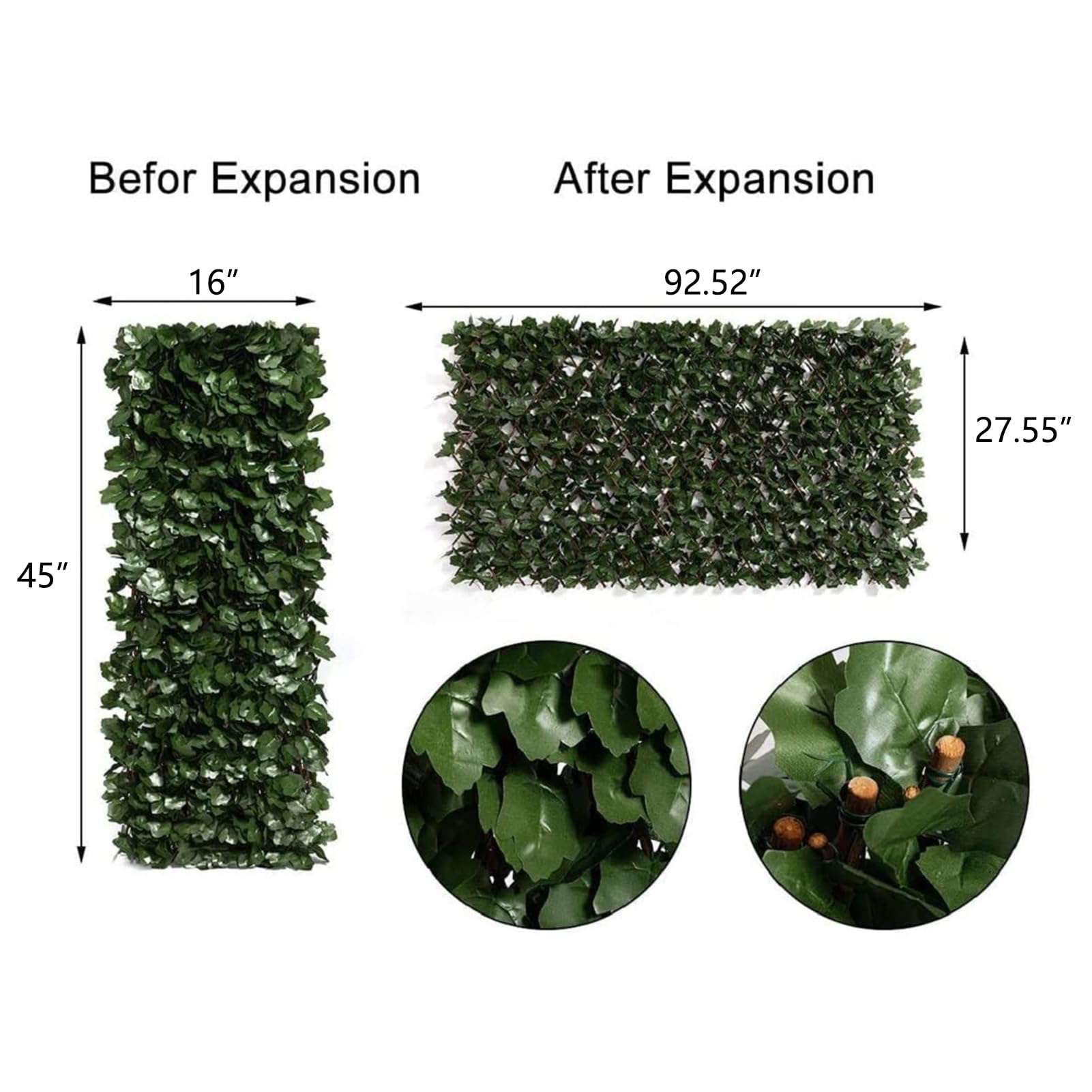 DOEWORKS Expandable Fence Privacy Screen for Balcony, Patio, Outdoor - 2PCS Double Sided Faux Ivy Fencing Panels - Backyard Garden Decor, Backdrop for Home & Events - Perfect for Creating Shade, Privacy and Natural Greenery in Outdoor Spaces