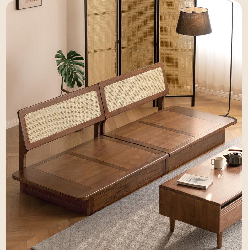 Modern Oak Solid Wood Upholstered Fabric Sofa - Durable & Stylish Living Room Furniture for Home Decor