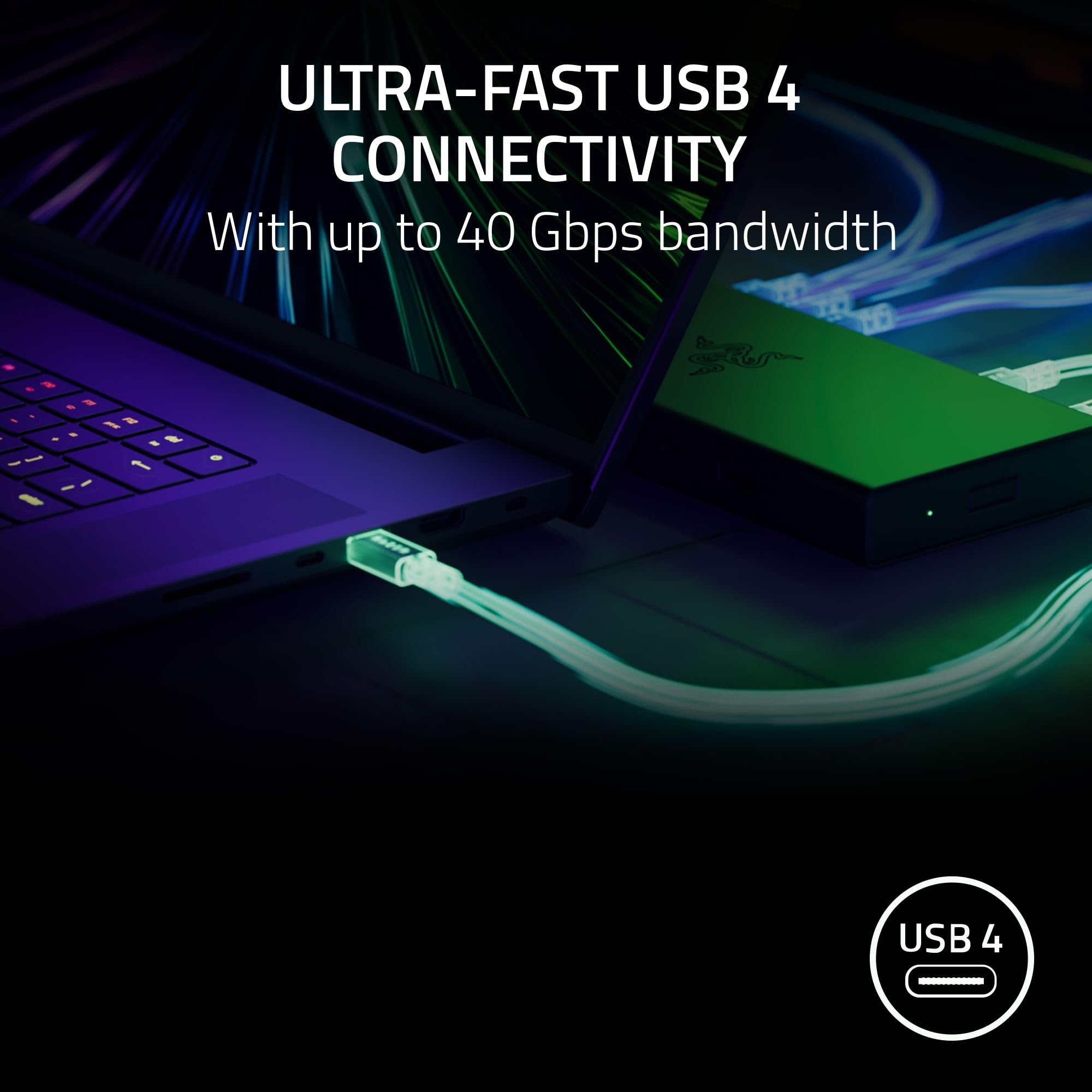 Razer USB 4 Dock - 14-in-1 Thunderbolt 4 Hub with HDMI, DisplayPort, Ethernet, USB-C/A, SD Card Reader & 3.5mm Audio - 4K 120Hz Dual Monitor Support - 100W Fast Charging for Laptop & Phone - Compact Aluminum Design - Windows & Mac Compatible - Perfect for Home Office, Gaming & Productivity Setup