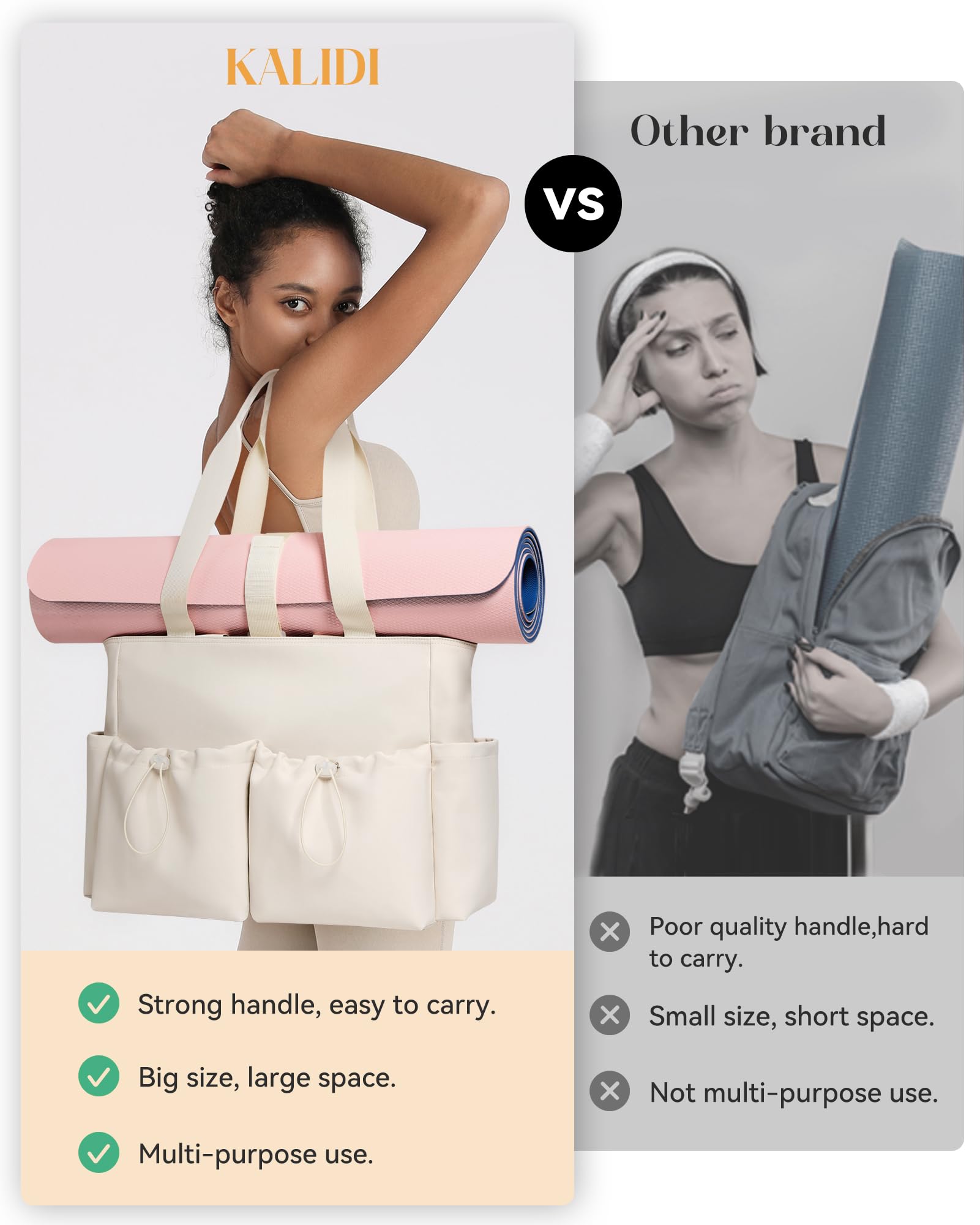 Premium Yoga Mat Bag for Women - Tote Gym Bag with Pockets & Zipper - Ideal for Yoga, Pilates, Workout, Travel & Commute - Durable Sport Handbag for Active Lifestyles
