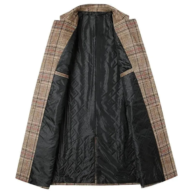 Classic Plaid Men's Overcoat - Stylish Winter Wool Coat for Business & Casual Wear - Perfect for Office, Travel & Outdoor Activities