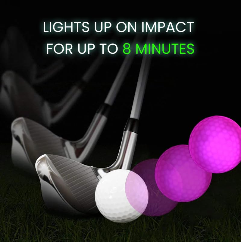 Glow in The Dark Golf Balls - Super Bright LED Night Golf Balls for Nighttime Practice (Pack of 6) - Perfect for Night Golf Games, Backyard Practice & Unique Golf Gifts