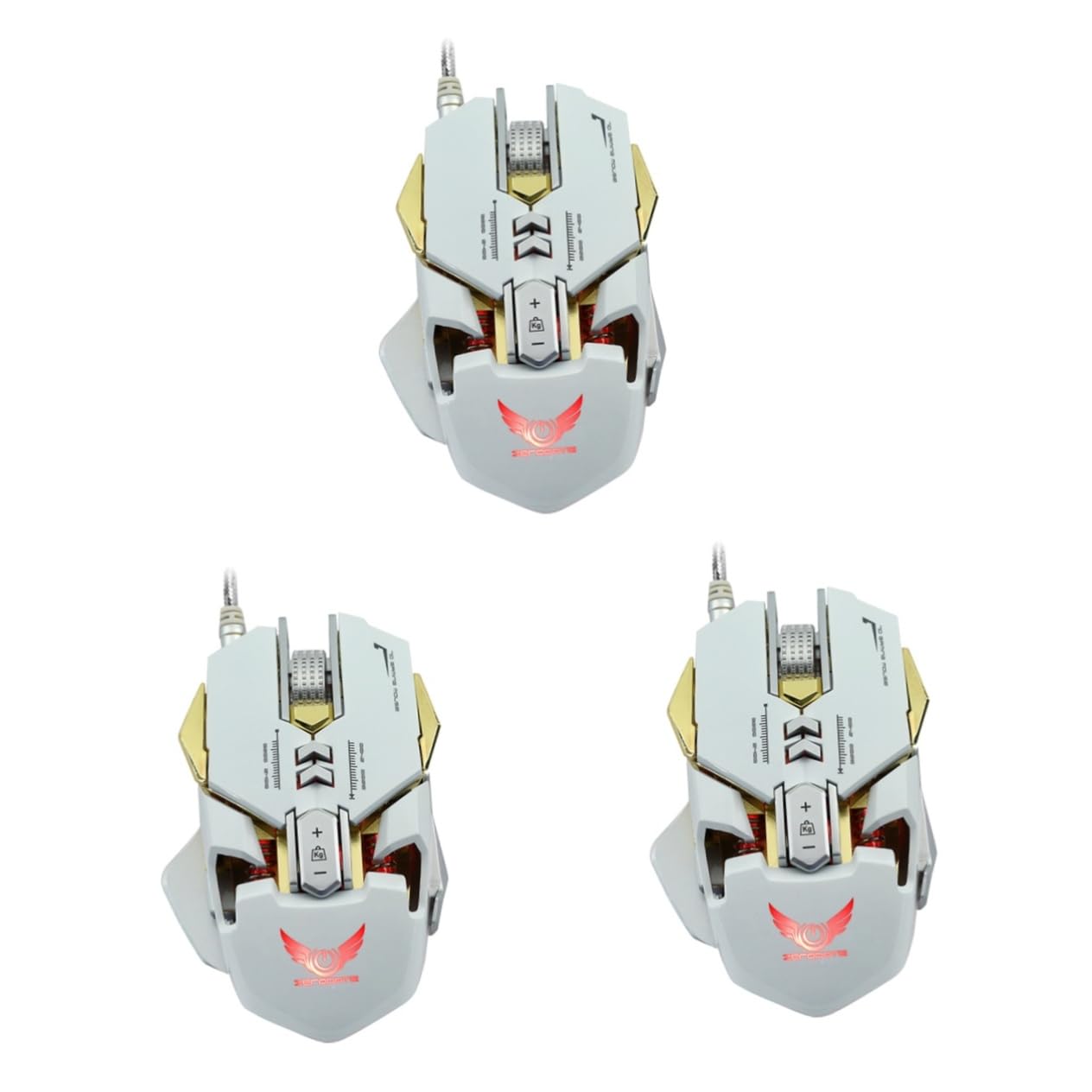Gadpiparty 3-Pack USB Wired Optical Gaming Mouse - Programmable X300 Silent Mechanical Mouse for PC, Laptop, Office & Gaming Setup