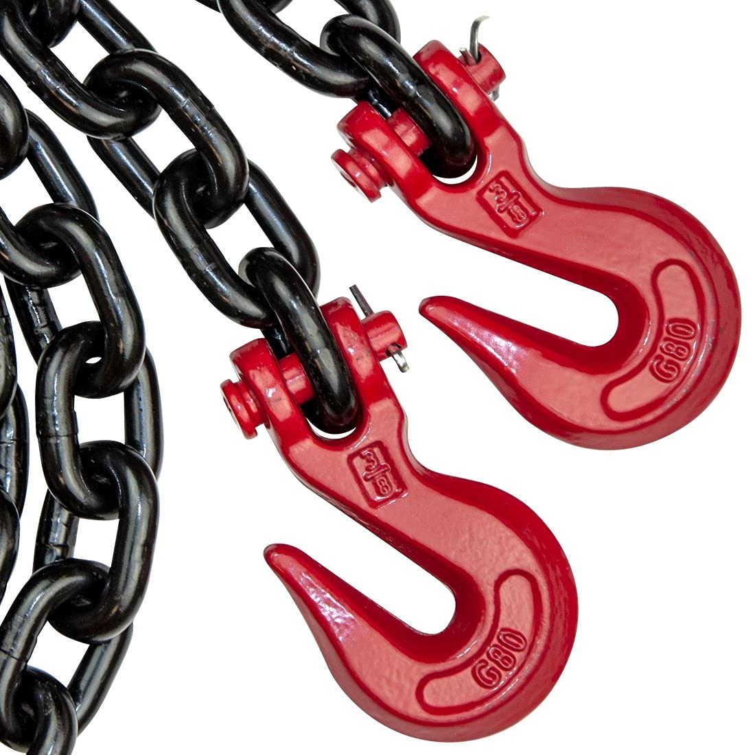 VULCAN Grade 80 3/8 Inch x 20 Foot Chain and Binder Kit - 2 Chains & 2 Binders - 7,100 lb SWL - Heavy Duty Towing, Cargo Securing, Trailer Safety - Perfect for Trucks, Trailers, and Construction Equipment