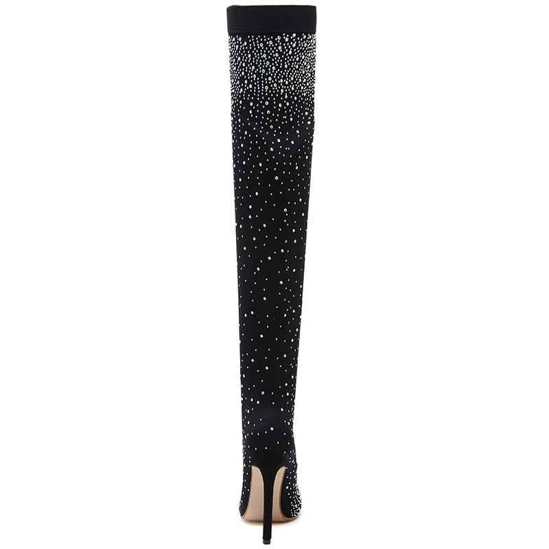Luxury Rhinestone Stiletto Boots for Women - Sparkling High Heel Ankle Boots with Crystal Decor - Perfect for Evening Parties, Nightclubs & Special Occasions