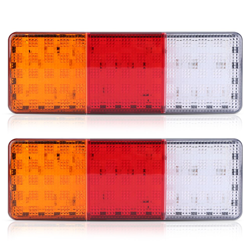 2Pcs 12V 75-LED Waterproof LED Tail Lights for Truck Trailer Boat - Red Rear Brake Reverse Indicator Lamps - Perfect for Marine, RV, and Off-Road Vehicles