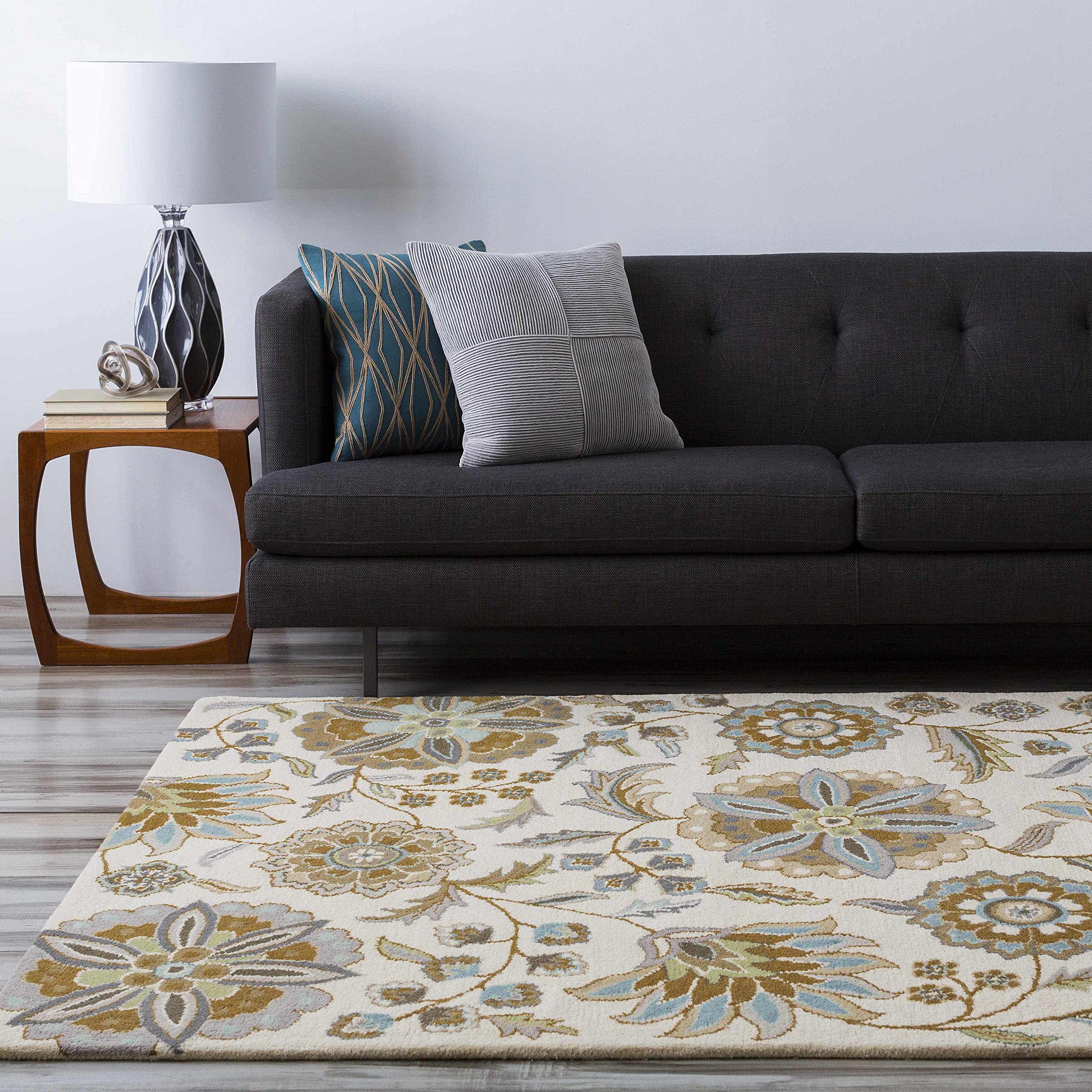 Floral 4-Foot Round Area Rug by Mack - Soft Non-Slip Living Room Carpet for Bedroom, Dining Room & Home Decor