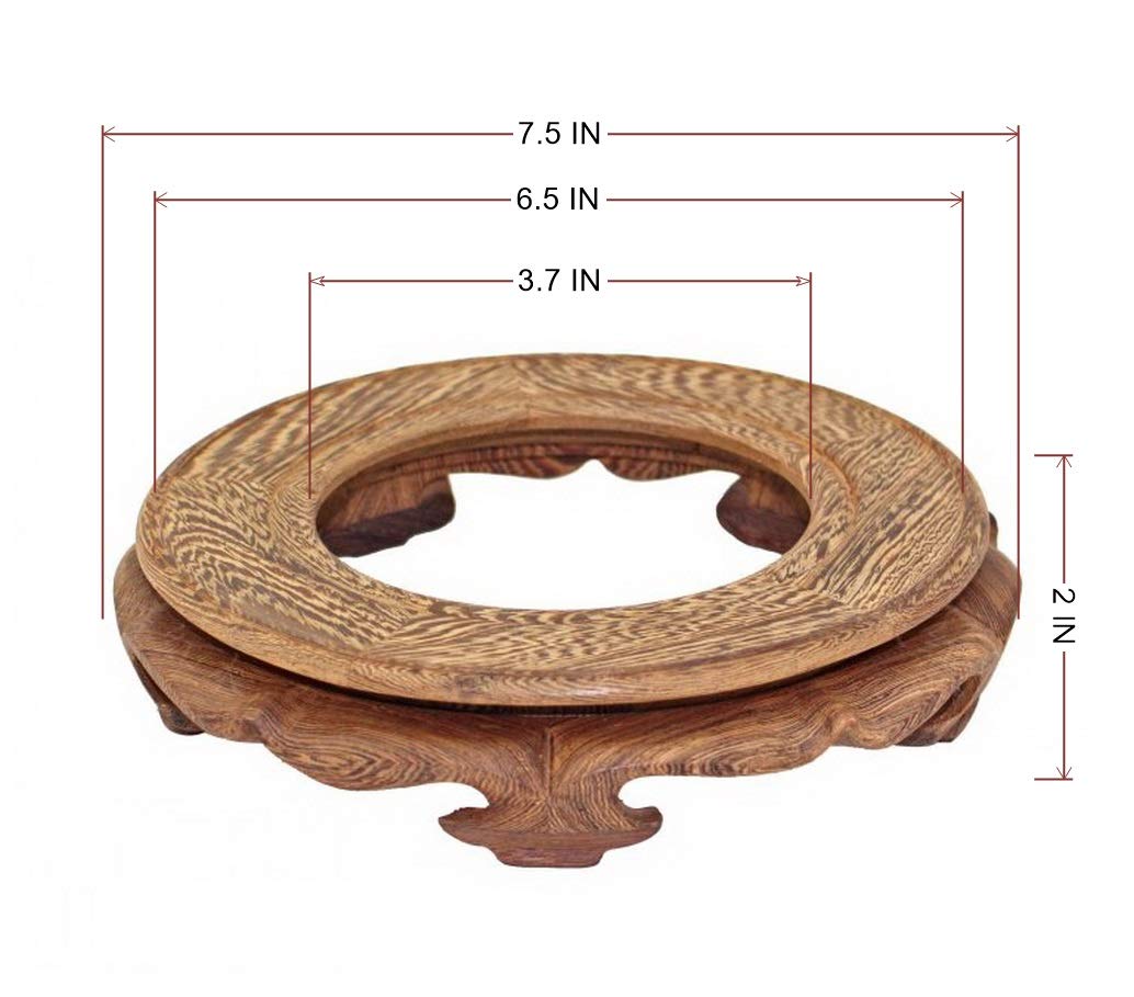 GOLDY&WENDY Asian Wooden Vase Stand with Crystal Ball - Handcrafted Solid Wood Display Stand for Collectibles, Plants, Home Decor - Perfect for Feng Shui Decor, Living Room Centerpiece & Zen Garden Accent