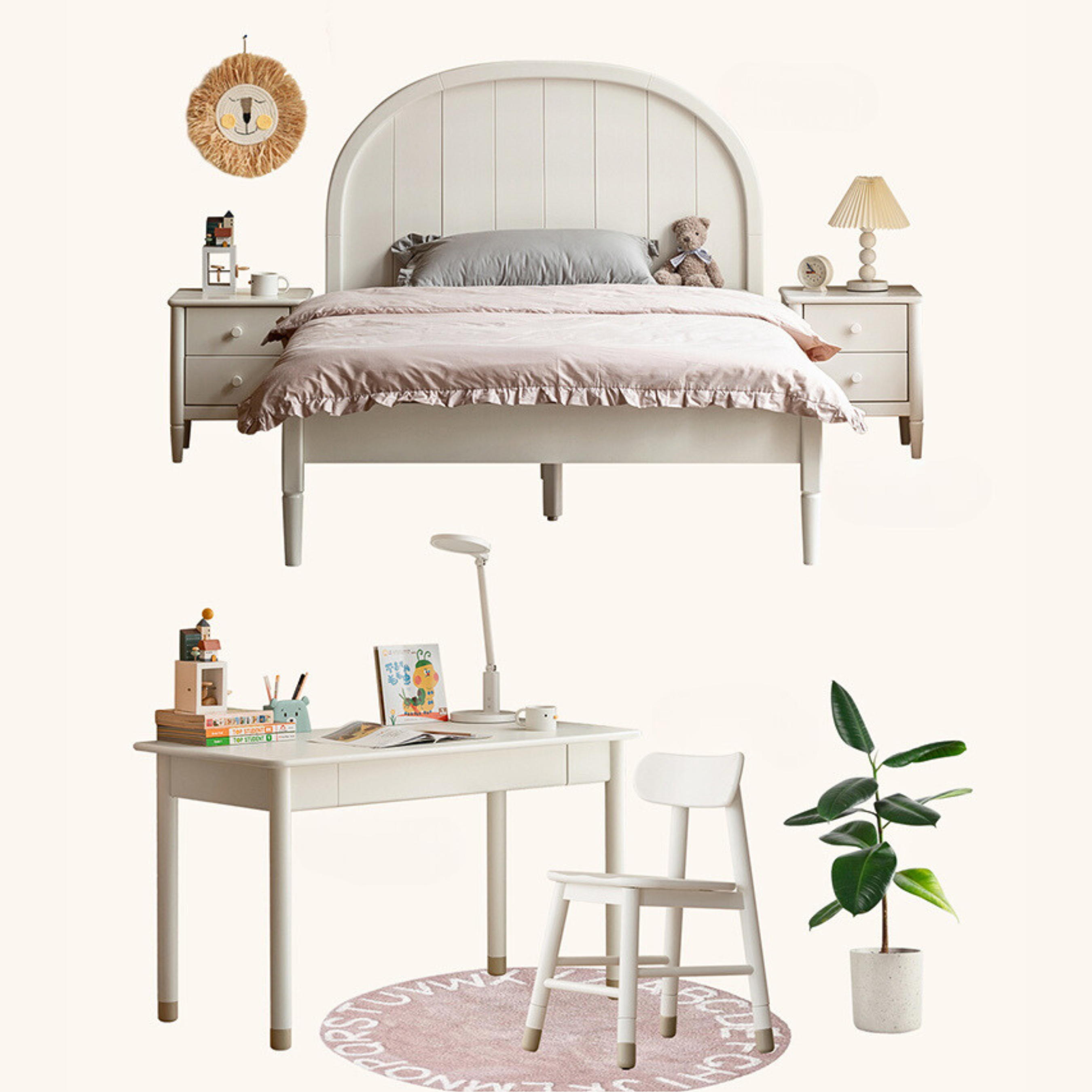Solid Wood Poplar Kids Nightstand - American White Bedside Table for Children's Room, Nursery, or Playroom - Durable & Stylish Furniture for Bedtime Storage