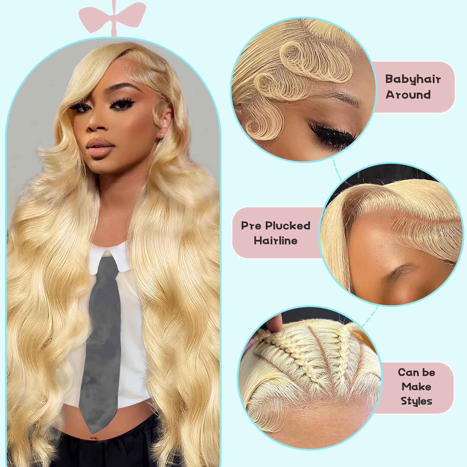 30 Inch 613 Blonde 13x6 Lace Front Wig - 200% Density Human Hair Body Wave with Pre-Plucked HD Lace Frontal | Perfect for Cosplay, Daily Wear & Special Occasions