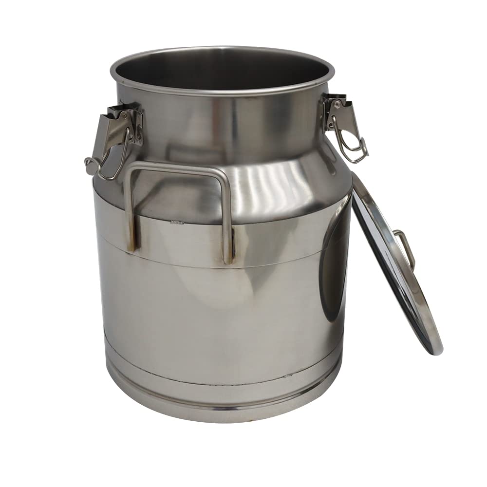 Premium 304 Stainless Steel Milk Can with Silicone Sealed Lid - 5.3 Gallon (20L) - Ideal for Storing Milk, Honey, Juice & Cooking Oil - Perfect for Home, Restaurant & Commercial Kitchen Use