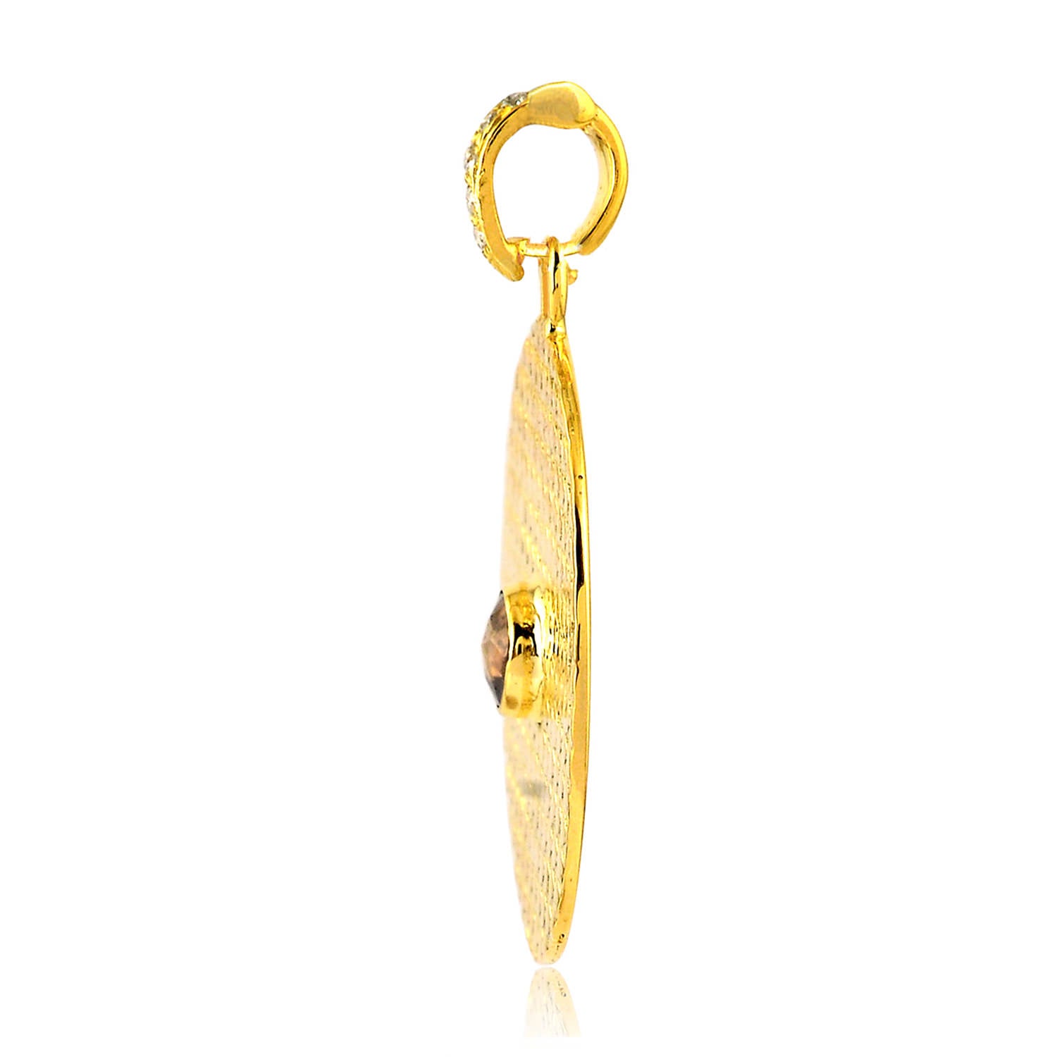14K Yellow Gold Bezel Set Uncut Diamond Disc Pendant Necklace - Elegant Jewelry for Women, Perfect for Parties, Weddings & Special Occasions