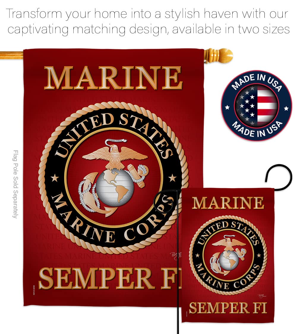 USMC Semper Fi Garden Flag Set - Double-Sided Military Yard Decor for Veterans