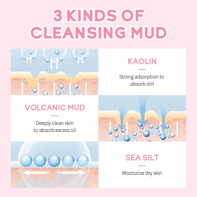 AKARY Sakura Clay Facial Mud Mask - Deep Cleanse & Pore Minimizer for Oily & Acne-Prone Skin | Natural Skin Care with Oil Control & Hydration | Reduces Fine Lines | Perfect for Spa Night & Self-Care Routine