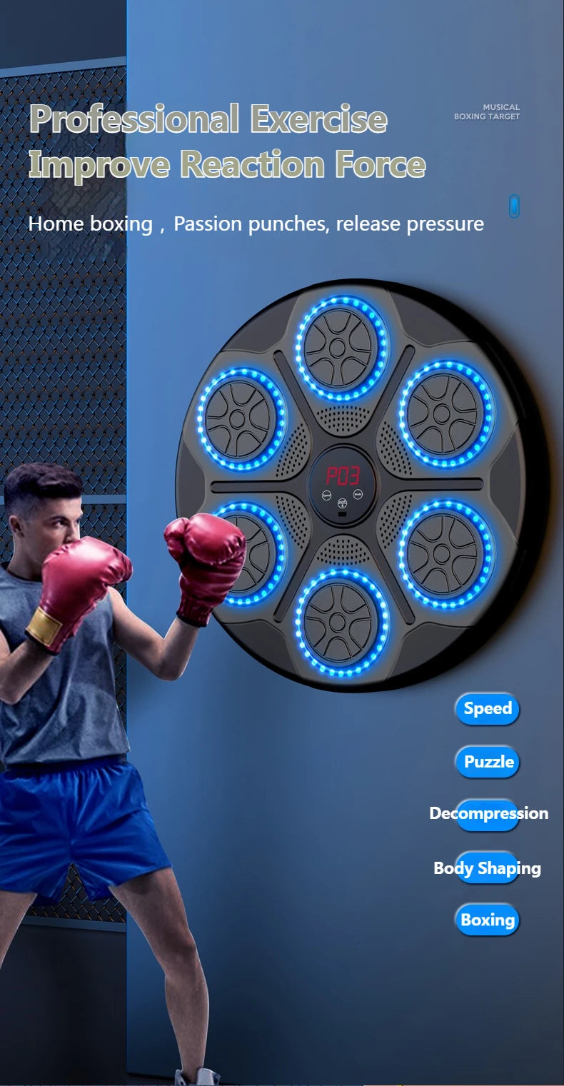 Smart Bluetooth Wall Mounted Music Boxing Trainer - Electronic Punching Bag for Home Gym, Boxing Equipment with Music Sync & Target Practice | Perfect for Cardio, Strength Training & Stress Relief