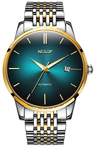 Gosasa Men's Automatic Luxury Watch - Stainless Steel Band, Date Display, Waterproof, Two-Tone Design - Perfect for Business, Casual & Formal Occasions