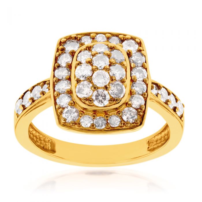 1 Carat Diamond Ring in 14K Gold Plated Sterling Silver - Elegant Engagement & Wedding Ring for Women, Perfect for Proposals, Anniversaries, and Special Occasions