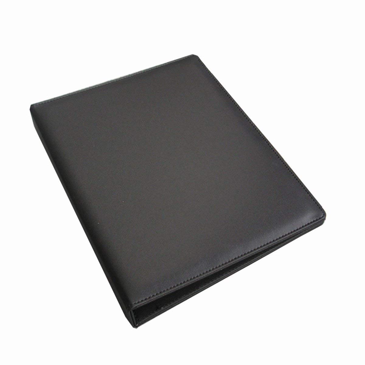 KINGFOM A4 Faux Leather Padfolio - Professional 3 Ring Binder Business Organizer with Card Holder, Document File Folder for Office, School & Meetings (Black) - Perfect for Presentations, Interviews & Daily Organization