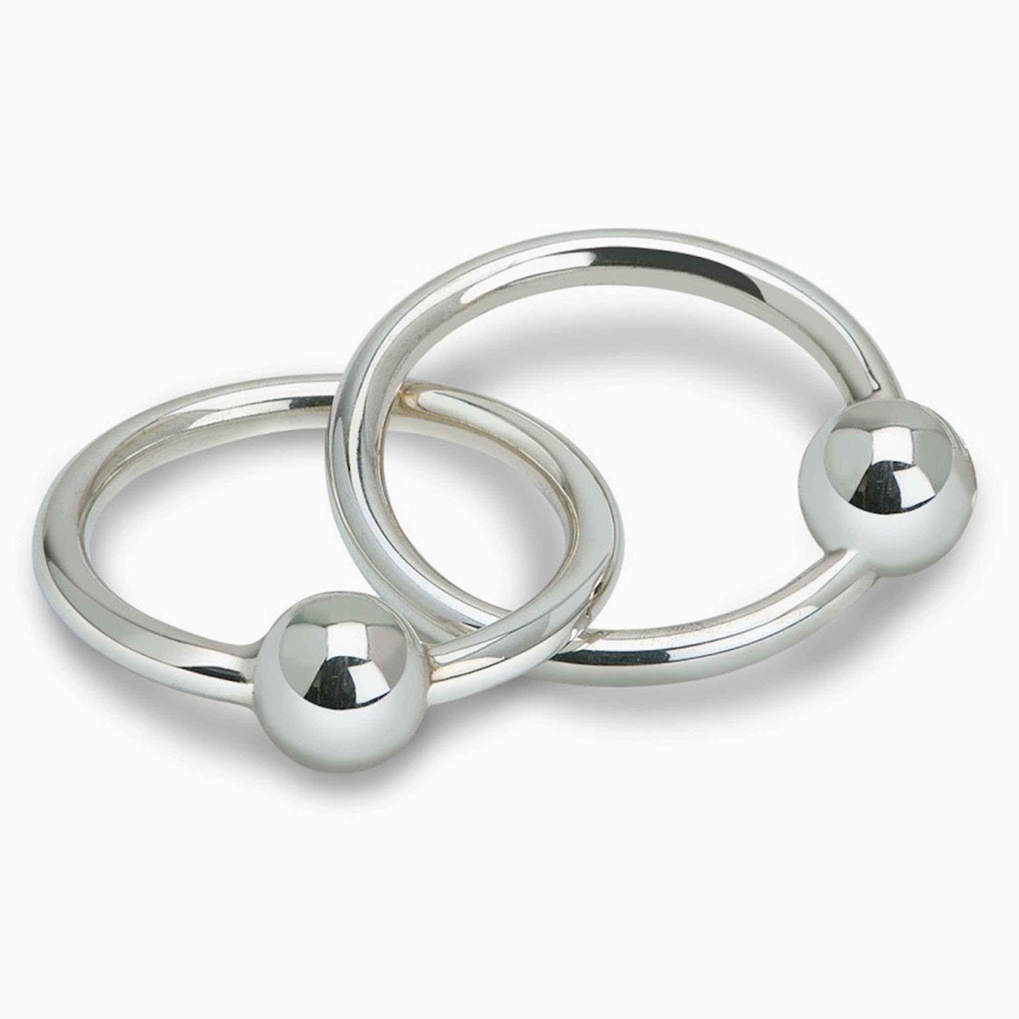 925 Sterling Silver Baby Teether Rattle with Two Rings - Safe Non-Tarnishing Gift for Newborn Boys & Girls - Durable Infant Teething Toy - Perfect for Baby Showers, Christenings & First Birthday Gifts