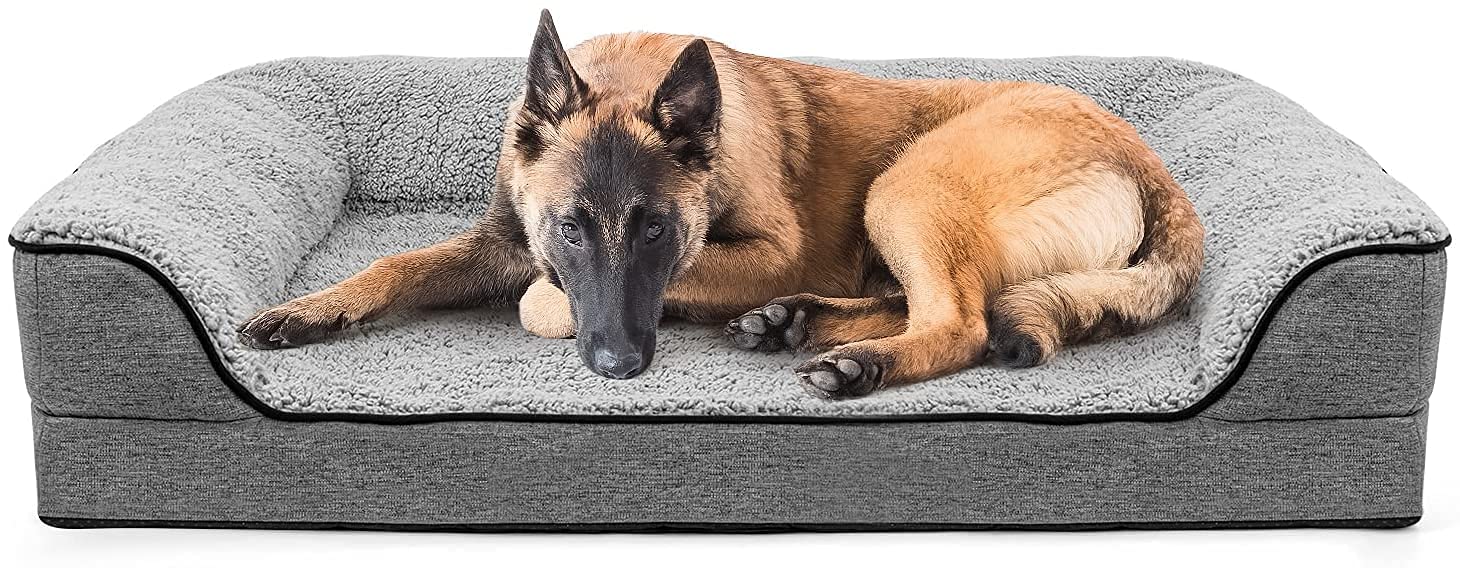 Orthopedic Dog Bed for Large Dogs - Bolster Couch Pet Bed with Removable Washable Cover & Non-Skid Foam Mat | Comfortable Support for Joint Pain Relief, Perfect for Living Room, Bedroom or Kennel Use