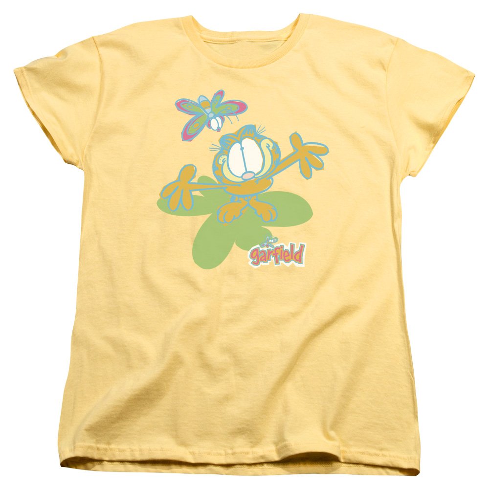 Trevco Garfield Butterfly Women's T-Shirt | Cute Cartoon Cat Graphic Tee for Casual Wear & Lounge