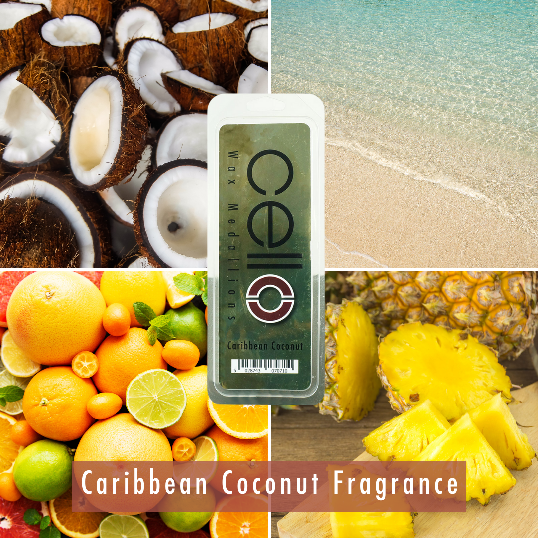 Premium Cello Wax Medallions - Caribbean Coconut Scented Wax Melts for Home Fragrance | Aromatherapy, Relaxation & Gift Ideas