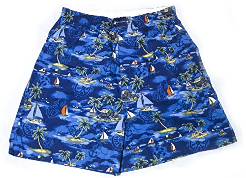 Disney Mickey & Friends Tropical Island Boxer Shorts for Men - Medium Size - Soft Cotton Lounge Shorts for Summer Vacation & Beach Wear