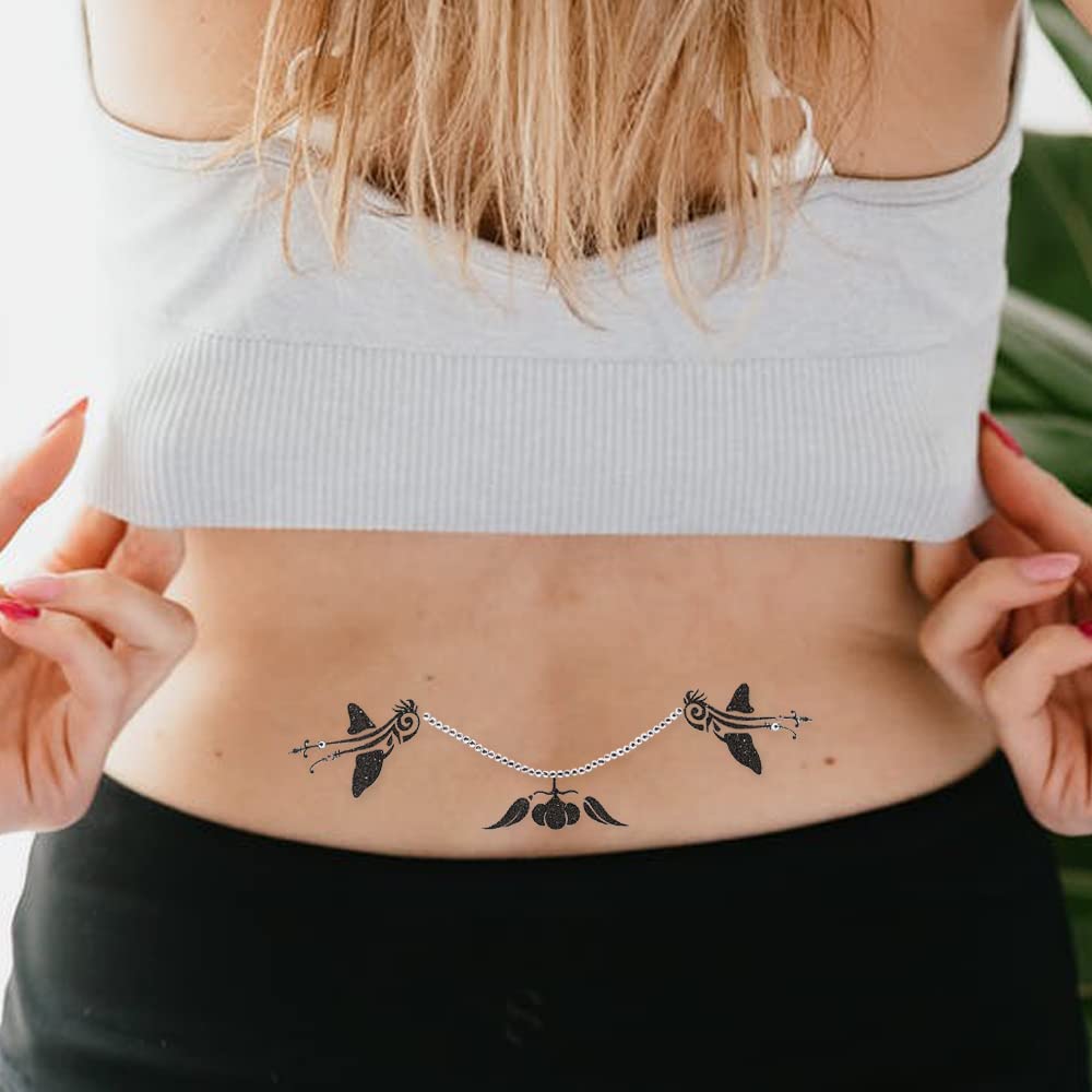 Comet Busters Glitter Black Temporary Tattoo Stickers - Waterproof Body Jewelry for Parties & Festivals (BJ200) | Perfect for Halloween, Cosplay & Music Events