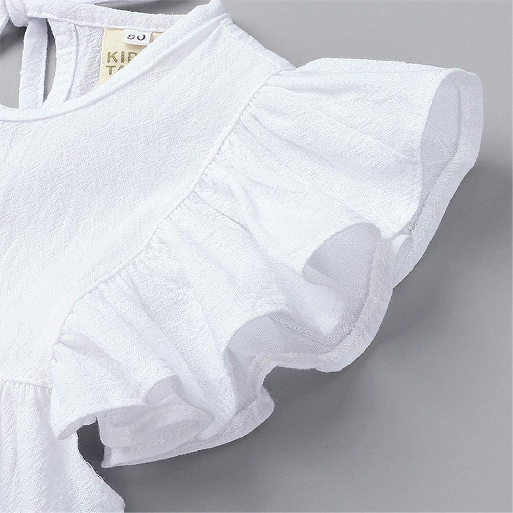 Baby Girls Short Sleeve Cotton Linen Shirt Dress with Bloomer Shorts - Cute Summer Outfit for Playdates & Family Photos