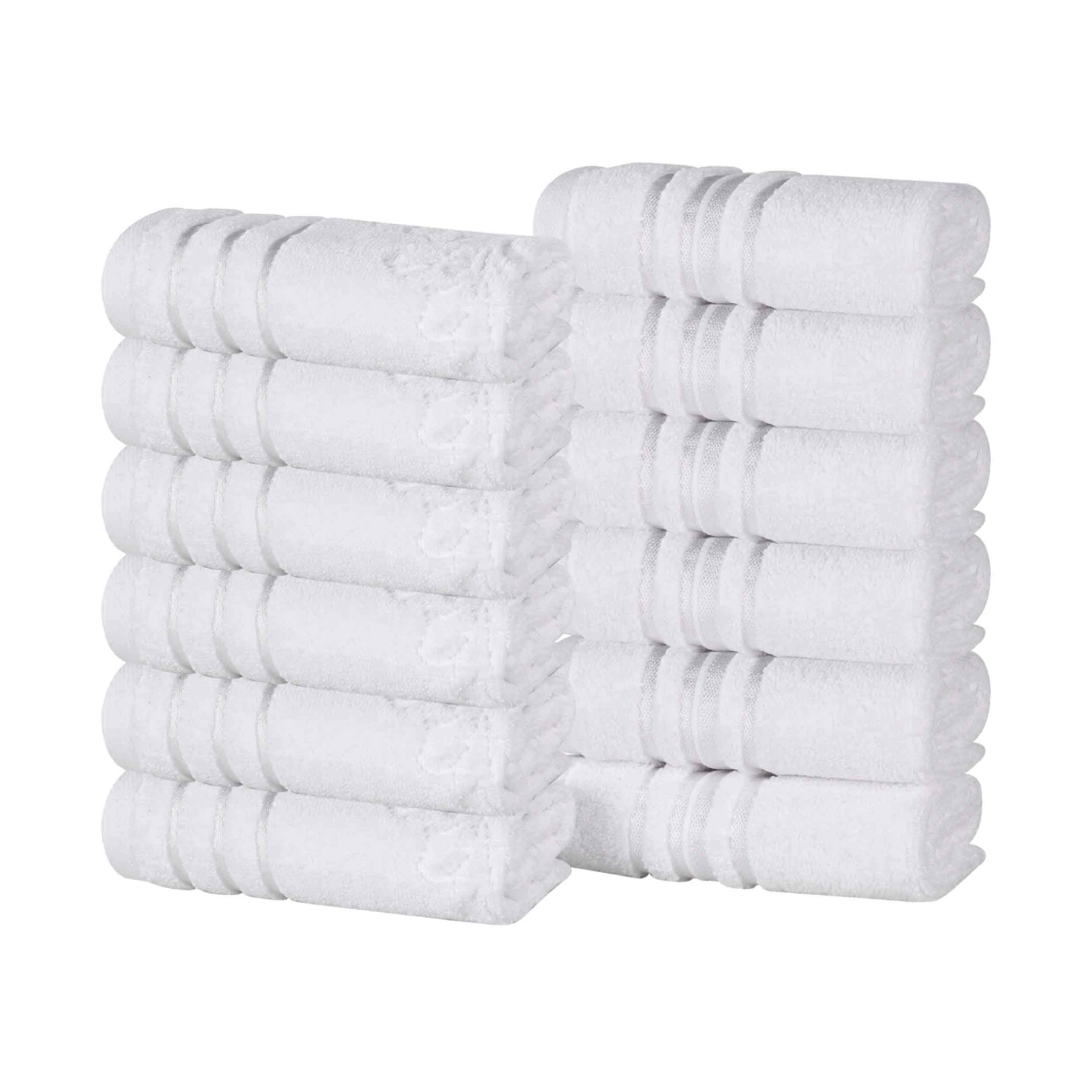 Premium 12-Pack Sadie Zero Twist Cotton Face Towels - Solid & Jacquard Floral Designs | Ultra Soft Bath & Hand Towels for Spa, Gym, Travel & Home Use