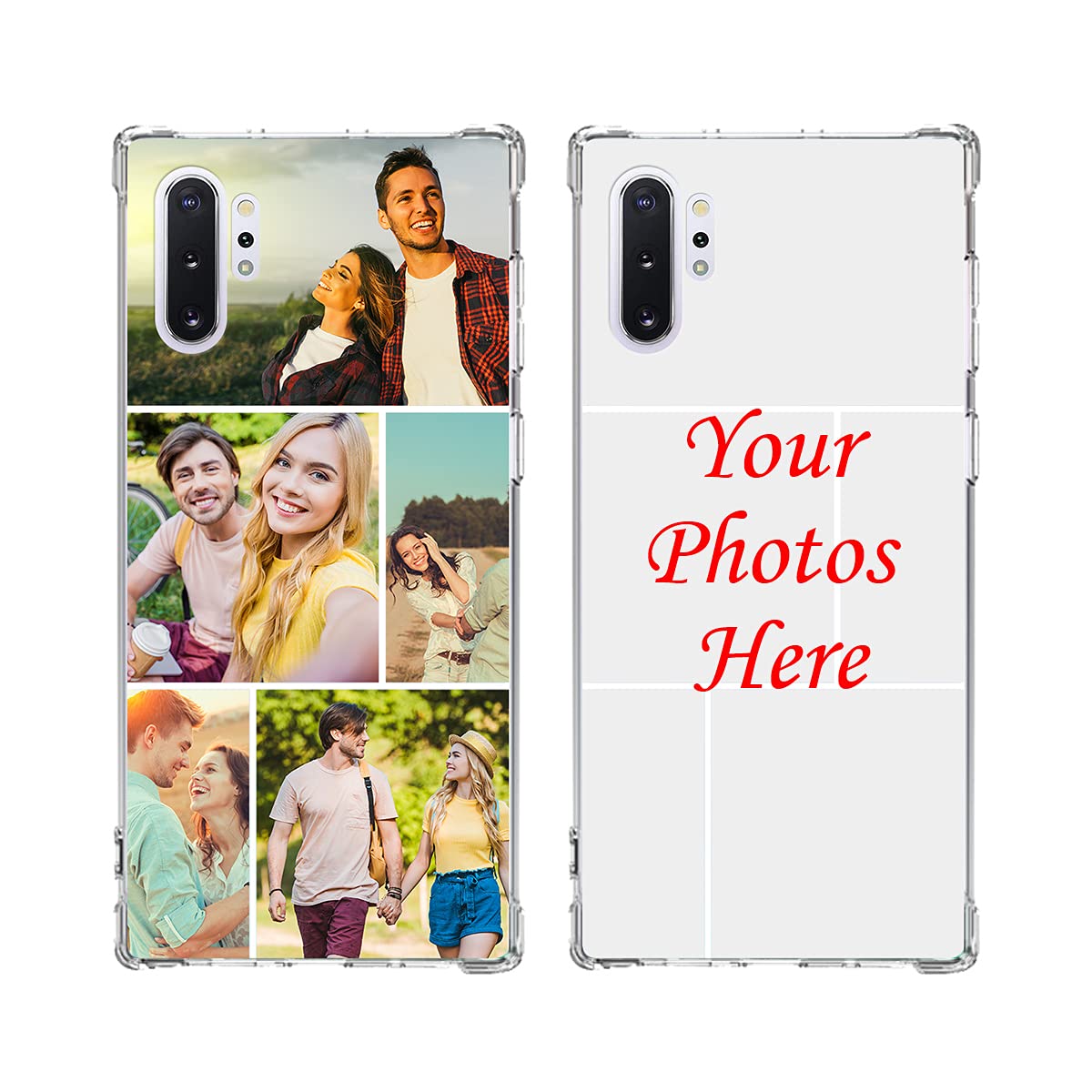 Personalized Samsung Galaxy Note10 Plus Phone Case - Ultra Thin Clear TPU Bumper with Multi-Photo Collage Design | Shock Absorption Protection | Perfect for Travel, Work & Everyday Use
