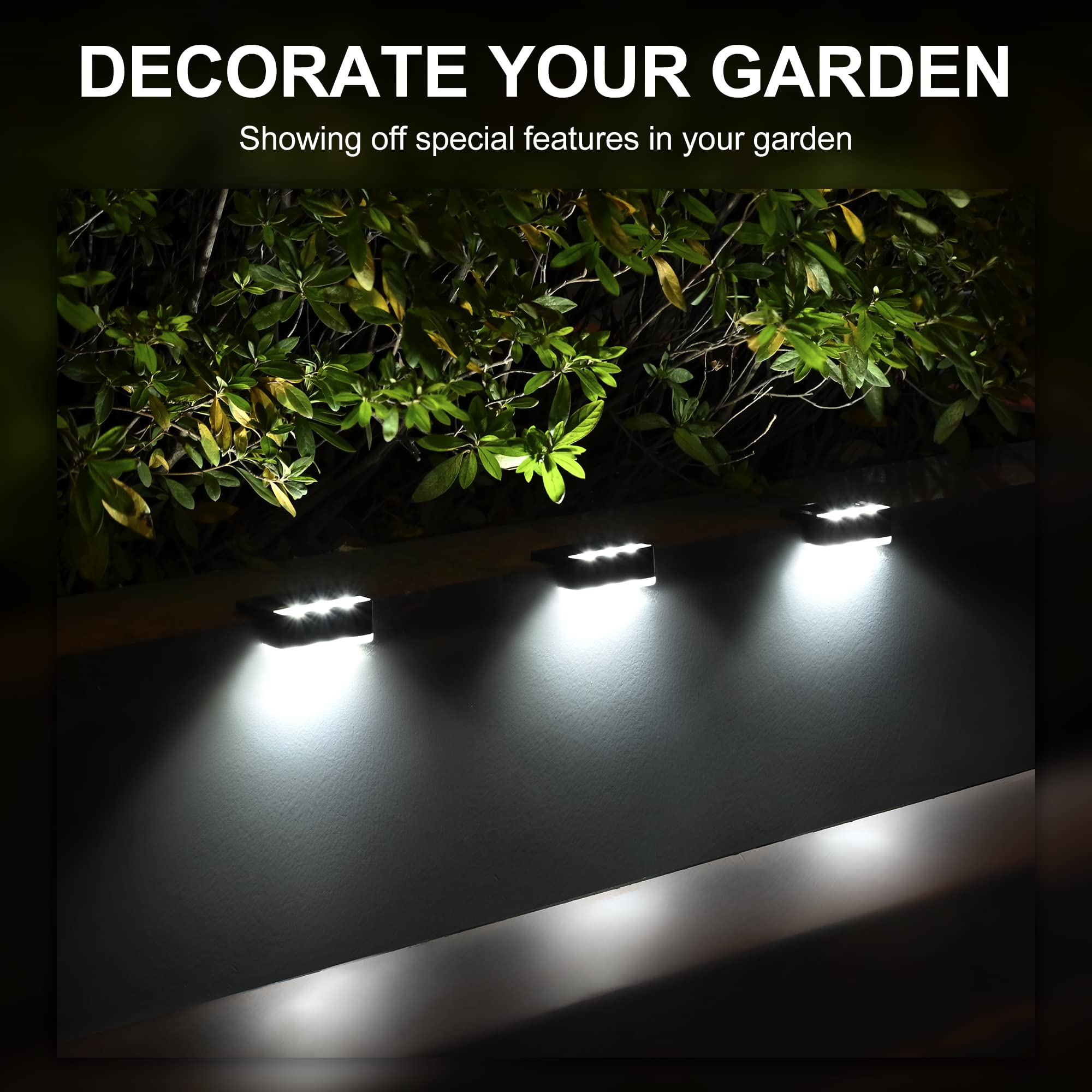 SOLPEX 16 Pack Solar Fence Lights - 6 LED Outdoor Solar Powered Waterproof Lights for Deck, Stair, Front Porch, Balcony, Walkway, Garden, Yard, Patio & Pool Decor - IP65 Waterproof Cold White - Perfect for Nighttime Safety & Landscape Lighting