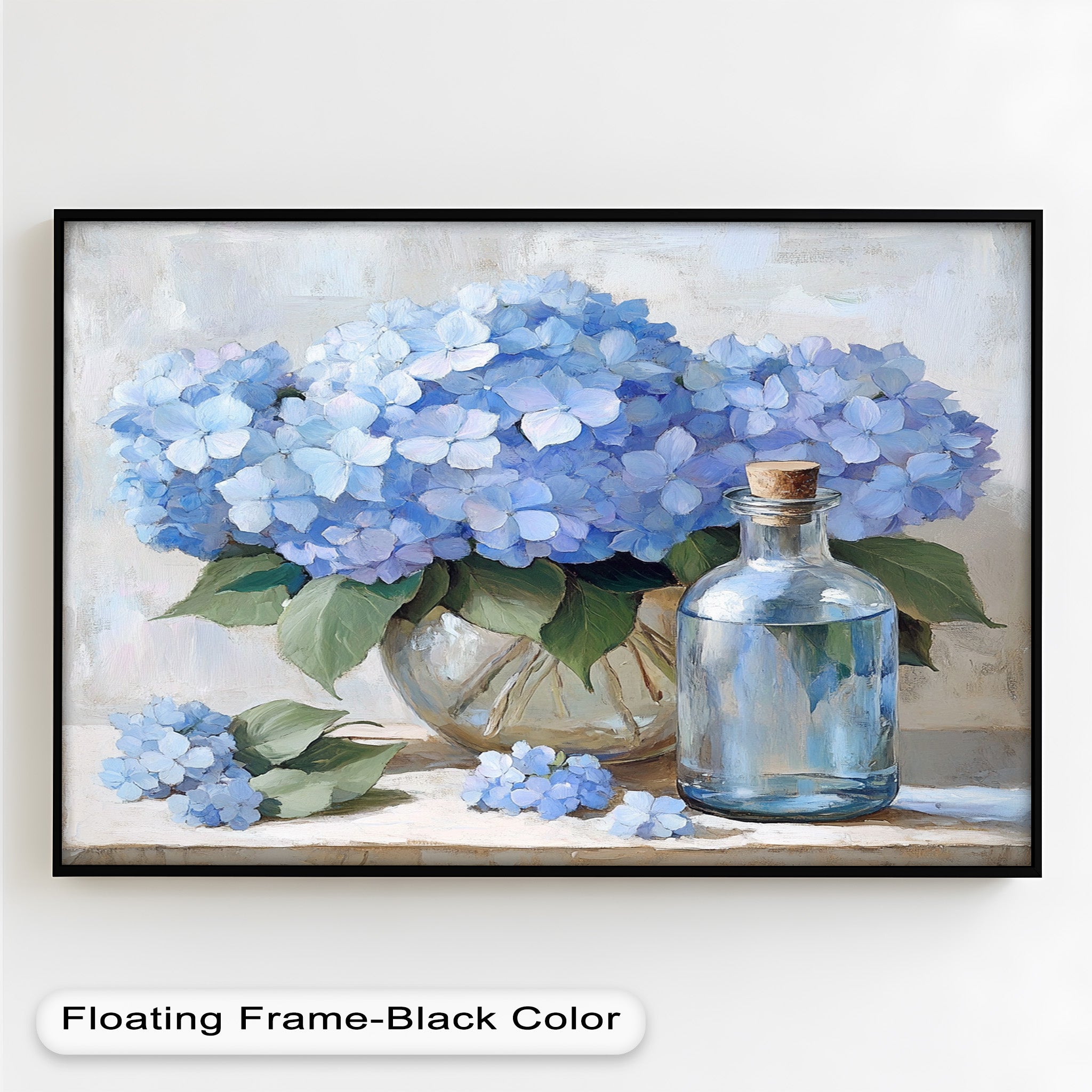 Blue Floral Still Life Oil Painting - Modern Wall Art for Living Room, Bedroom & Office Decor