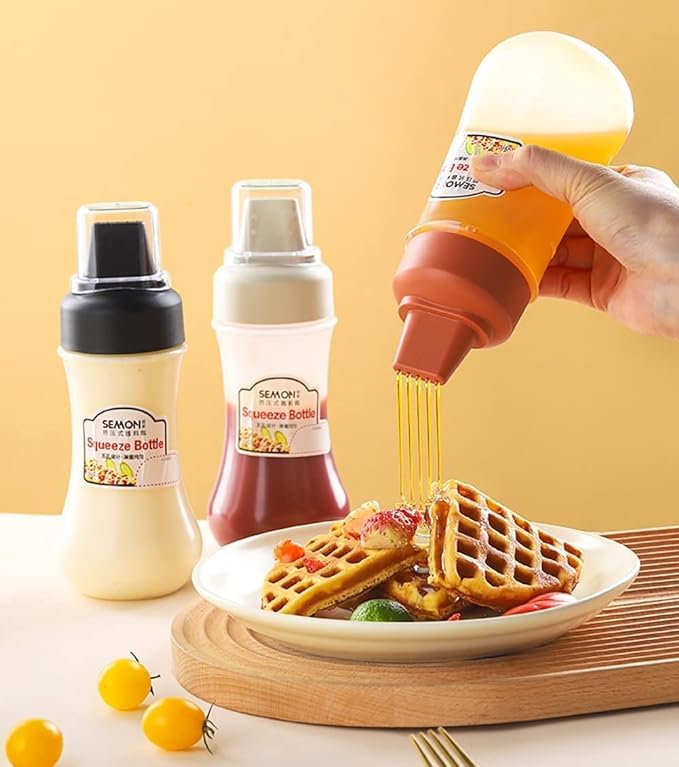 350ml WSEYZ Squeeze Bottle with Lid - 5-Hole Sauce Dispenser for Kitchen, BBQ, Salad Dressing & Baking | Portable Condiment Bottle for Home & Restaurant Use