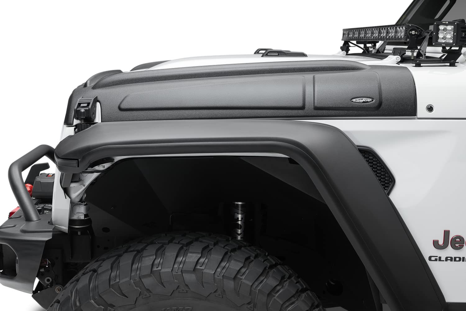 Bushwacker Trail Armor Front Hood Guard for 2018-2025 Jeep Wrangler JL & 2020-2025 Jeep Gladiator | 3-Piece Black Off-Road Protection | Perfect for Rock Crawling & Trail Adventures