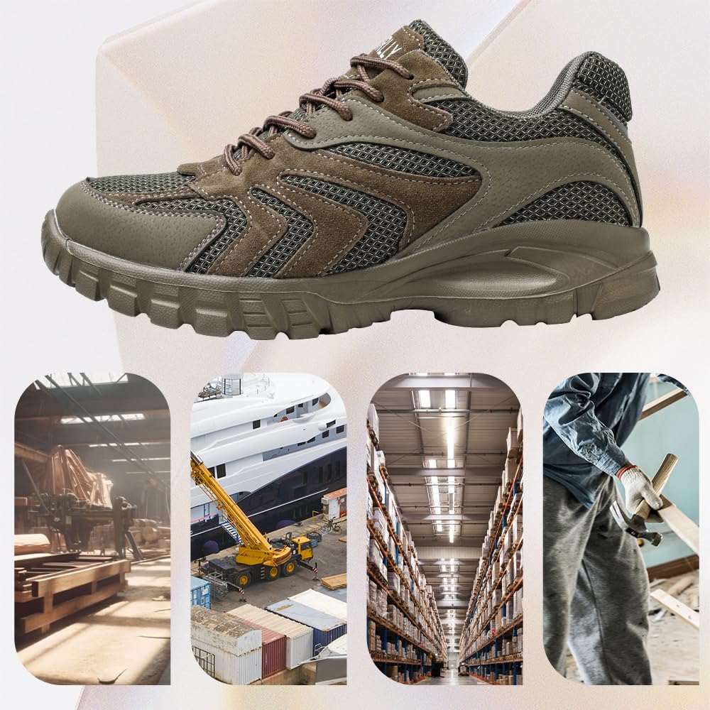 Indestructible Steel Toe Sneakers for Men & Women - Lightweight Mesh Safety Work Shoes with Puncture Proof Protection | Perfect for Construction, Warehouse & Industrial Jobs