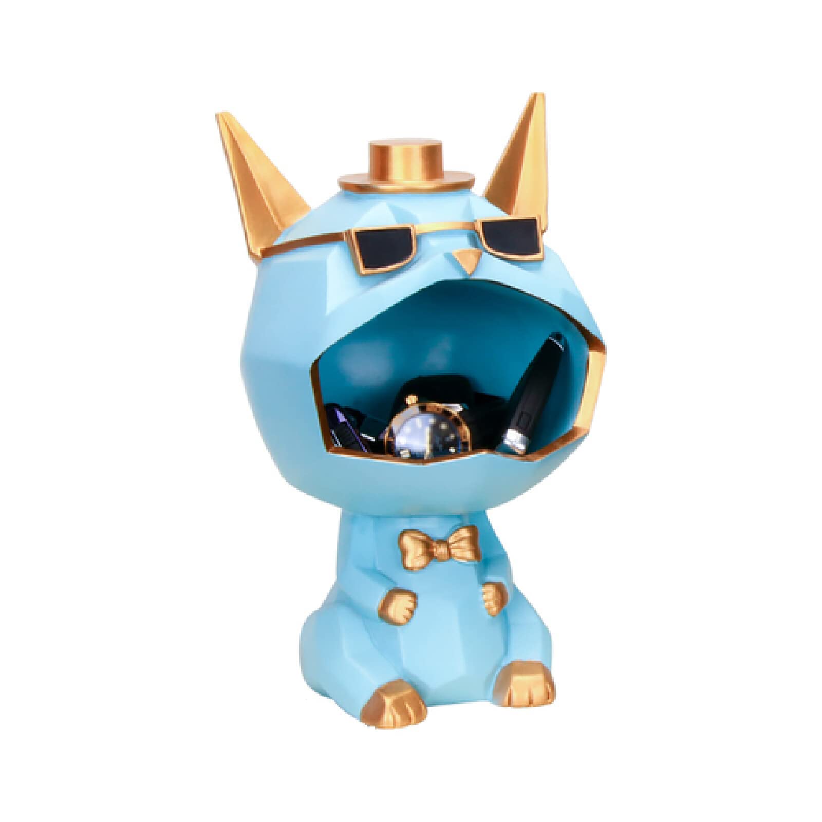 Big Mouth Bulldog Key Bowl - Resin Cool Dog Sculpture Decorative Figurine, Storage Tray for Coins, Candy & Snacks - Light Blue Home Table Decor Artware | Perfect for Entryway Organization, Living Room Decor & Gift Giving