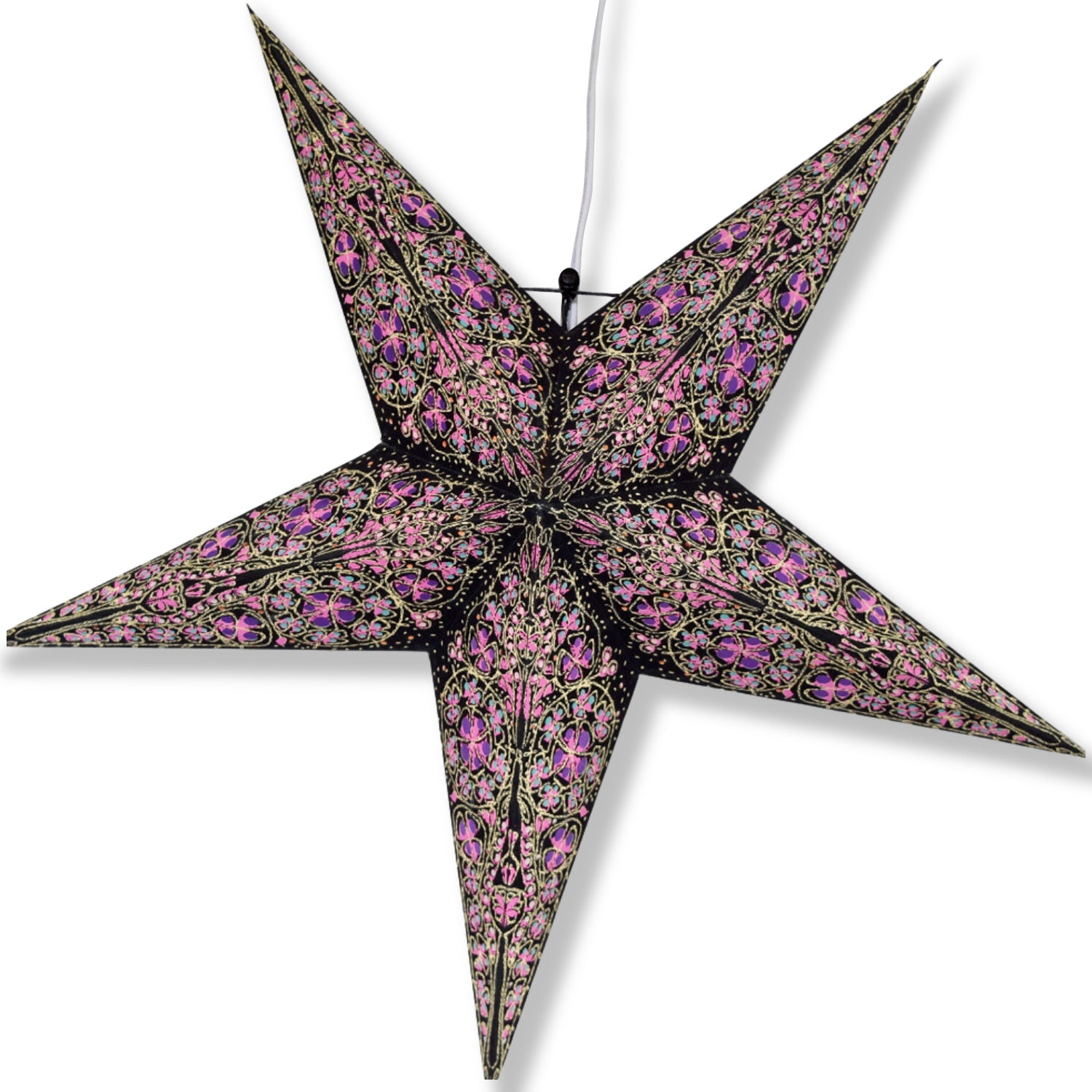 24 Pack Purple Paper Star Lanterns for Wedding, Party & Garden Decor - Hanging Decorative Lights for Outdoor & Indoor Events, Birthday Celebrations