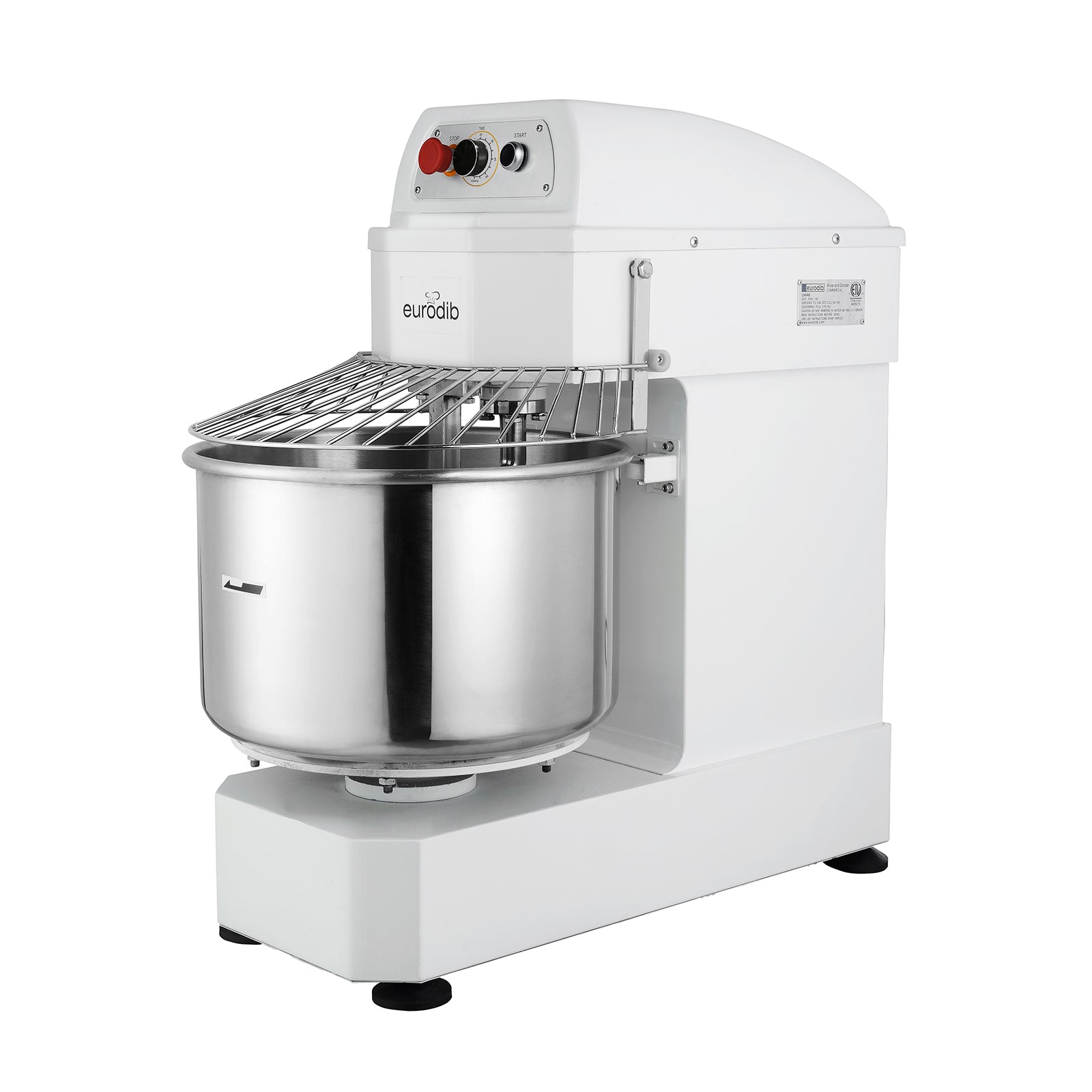 Eurodib LM40T ETL Certified 40 Quart Spiral Dough Mixer - Single Speed, 120V, 4 HP Commercial Dough Kneading Machine for Bakeries, Pizza Shops & Restaurants