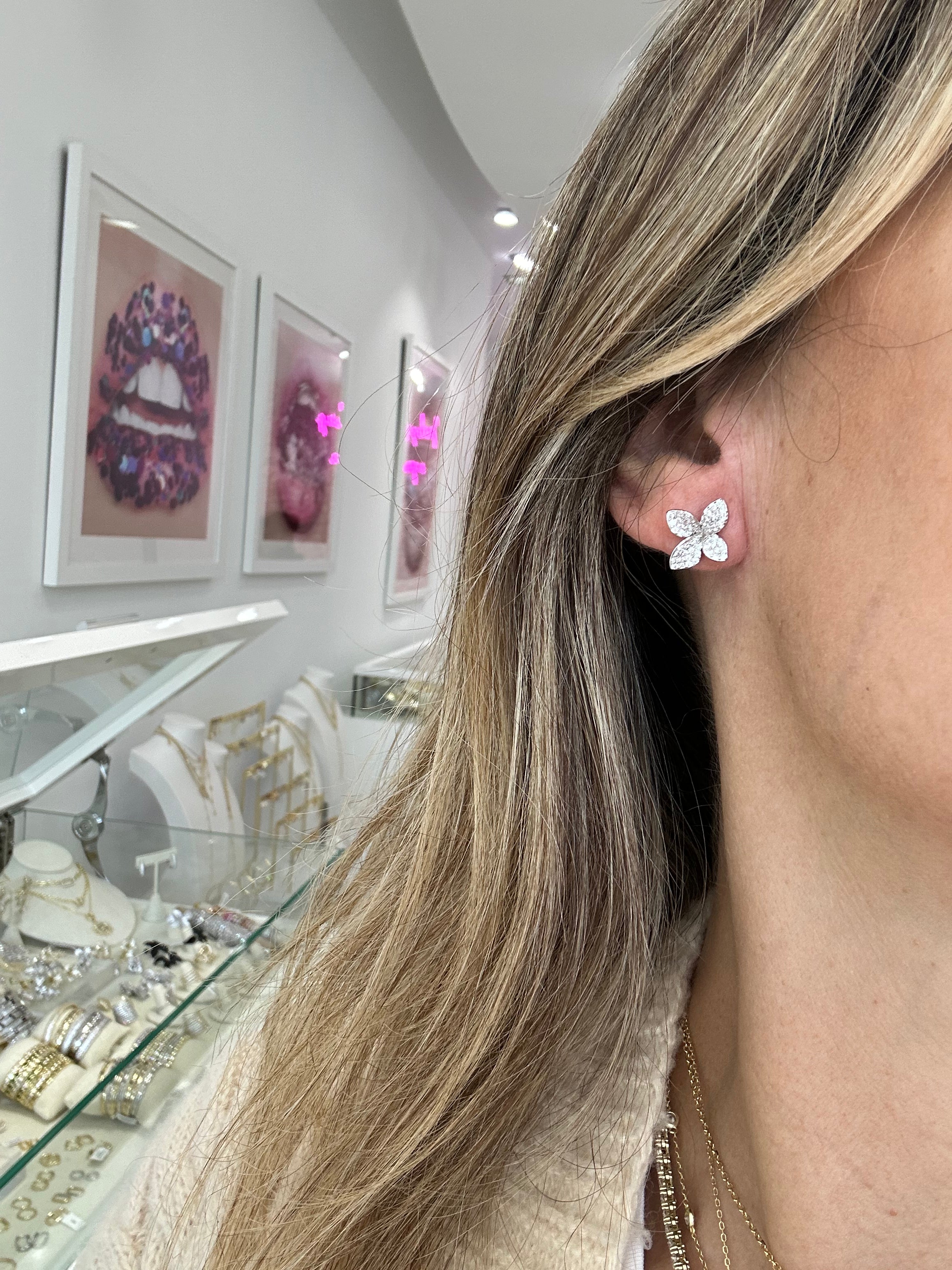 Small Pavé Flower Earrings - Dainty Floral Stud Earrings for Women - Perfect for Weddings, Parties & Everyday Wear