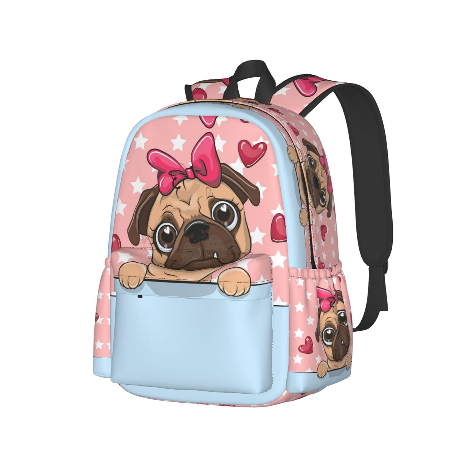 **Delerain 17 Inch Laptop Backpack - Cute Cartoon Pug Dog Design, School Bookbag & Casual Daypack for Men & Women - Perfect for School, Work, Camping, Hiking, Picnic, Beach & Travel**