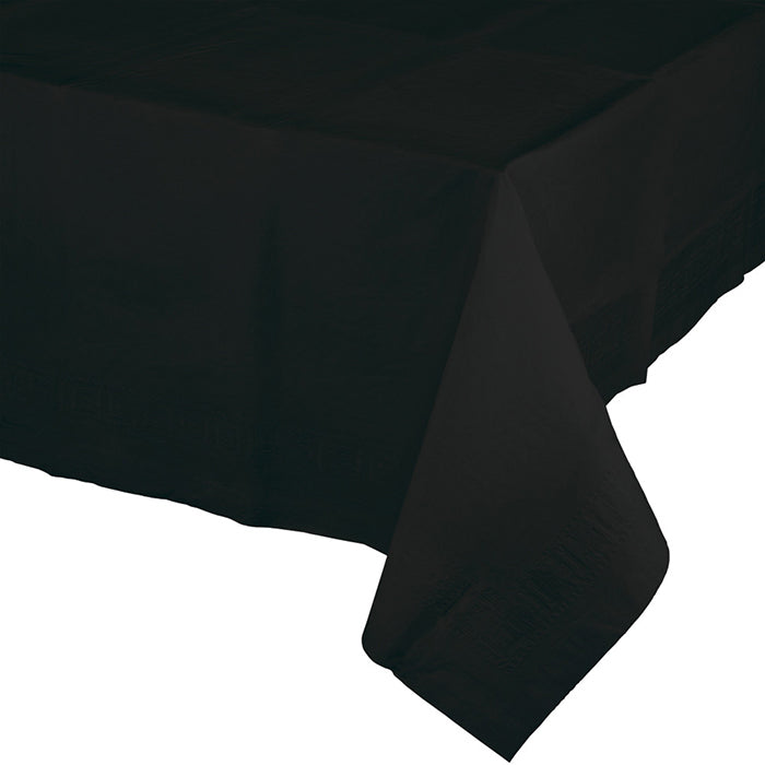 12-Piece Bulk Black Velvet Plastic Table Covers - Waterproof & Wrinkle-Resistant - Perfect for Parties, Weddings, and Events