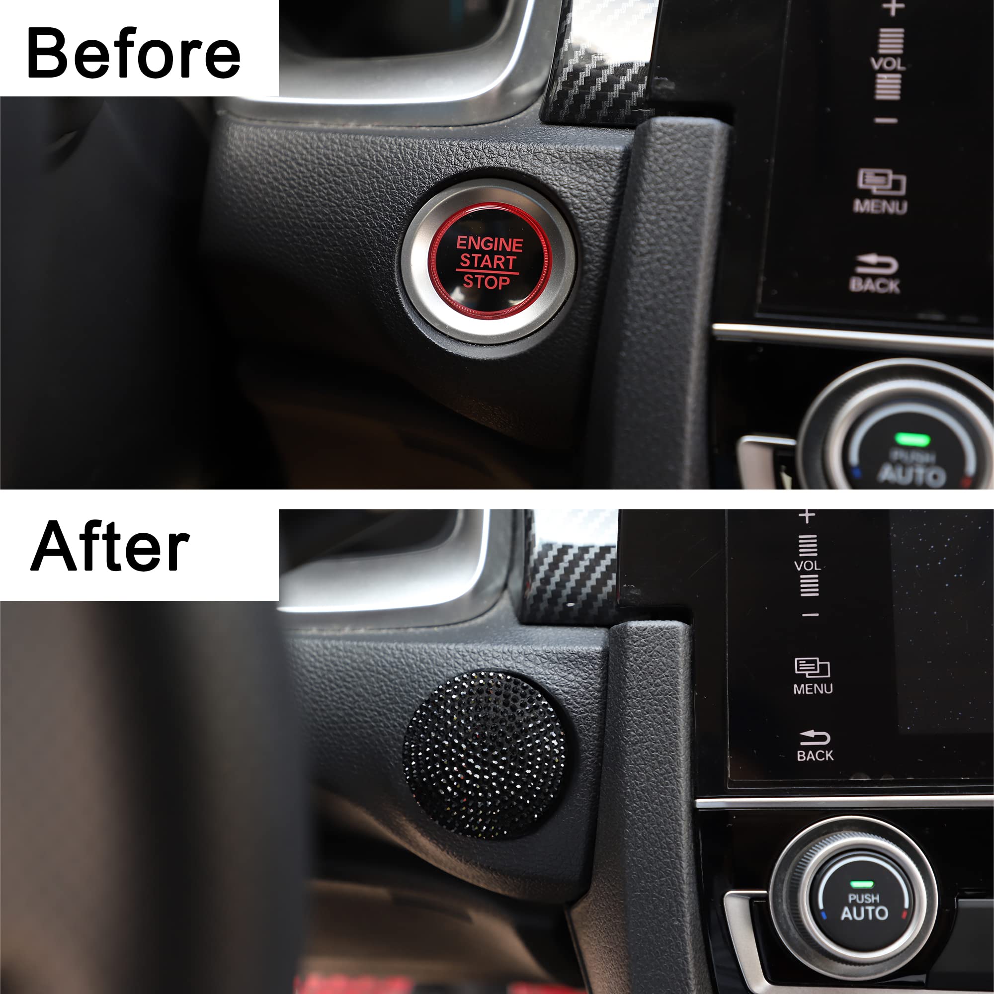 WINKA Bling Car Engine Start Button Cover - Diamond & Rhinestone Sparkly Push Start Button Ring Cap - Universal Fit for Most Cars - Black (Enhance Interior & Add Luxury Style) - Perfect for Car Enthusiasts, Gifts & Customization