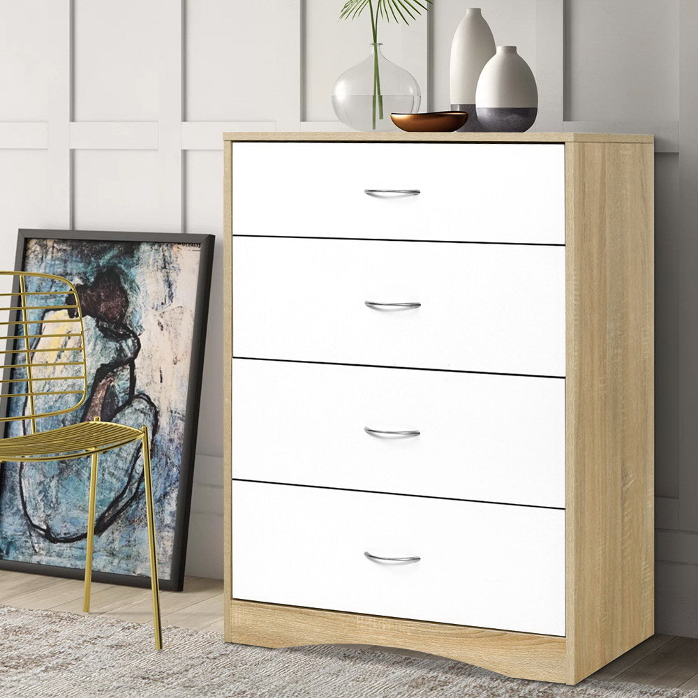 4 Drawer Tallboy Dresser - Solid Wood Chest of Drawers for Bedroom Storage & Organization | Perfect for Home, Office, or Dorm Room Furniture
