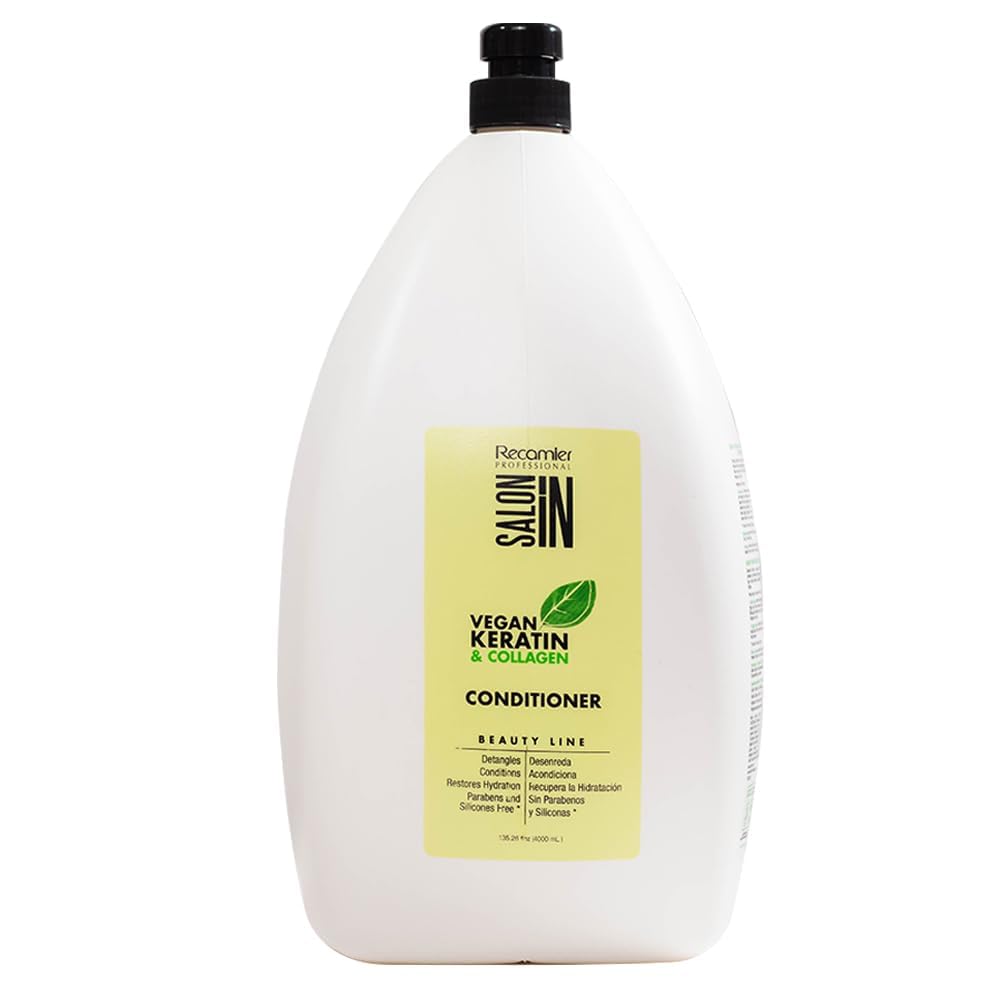 RECAMIER PROFESSIONAL SALON Vegan Keratin & Collagen Hair Care Kit - 135.26 fl.oz Shampoo & Conditioner Set for Damaged Hair Repair | Deep Hydration & Shine | Salon-Quality Vegan Hair Treatment for Home Use